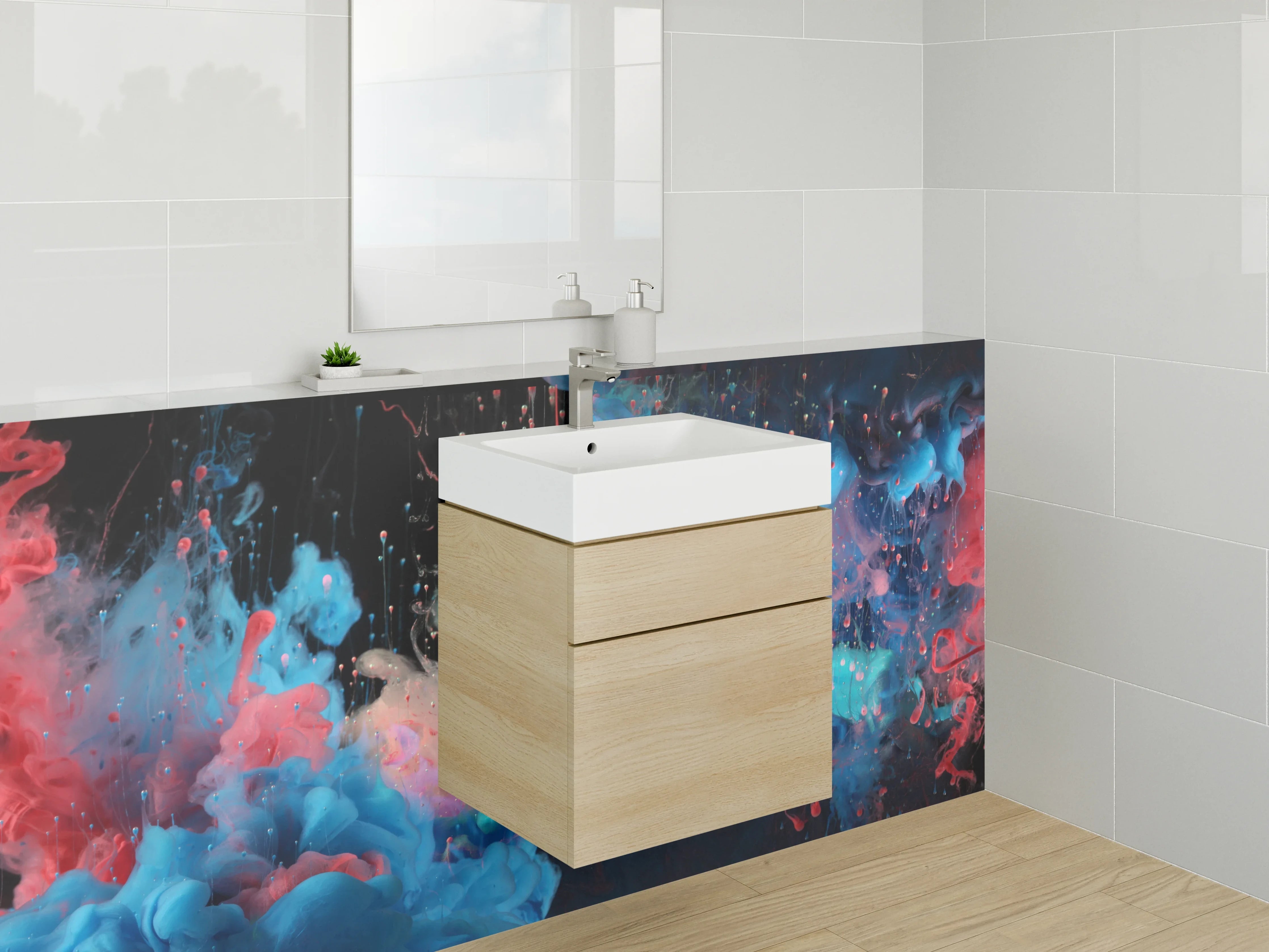 Waschbecken-Rückwand - Graue Akzente: Moderne Waschrückwand für Dein Bad