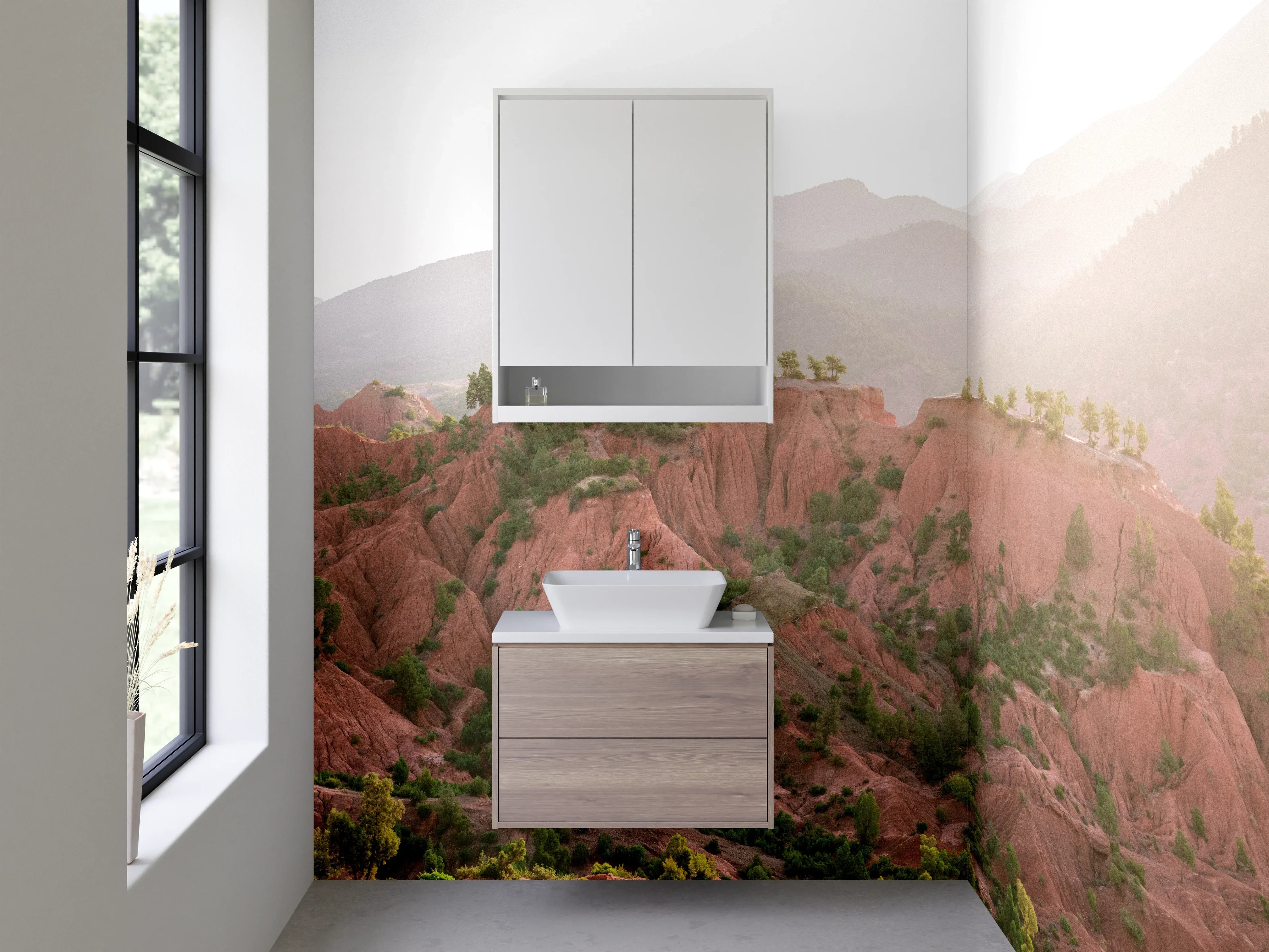 Waschbecken-Rückwand - Graue Akzente: Moderne Waschrückwand für Zuhause