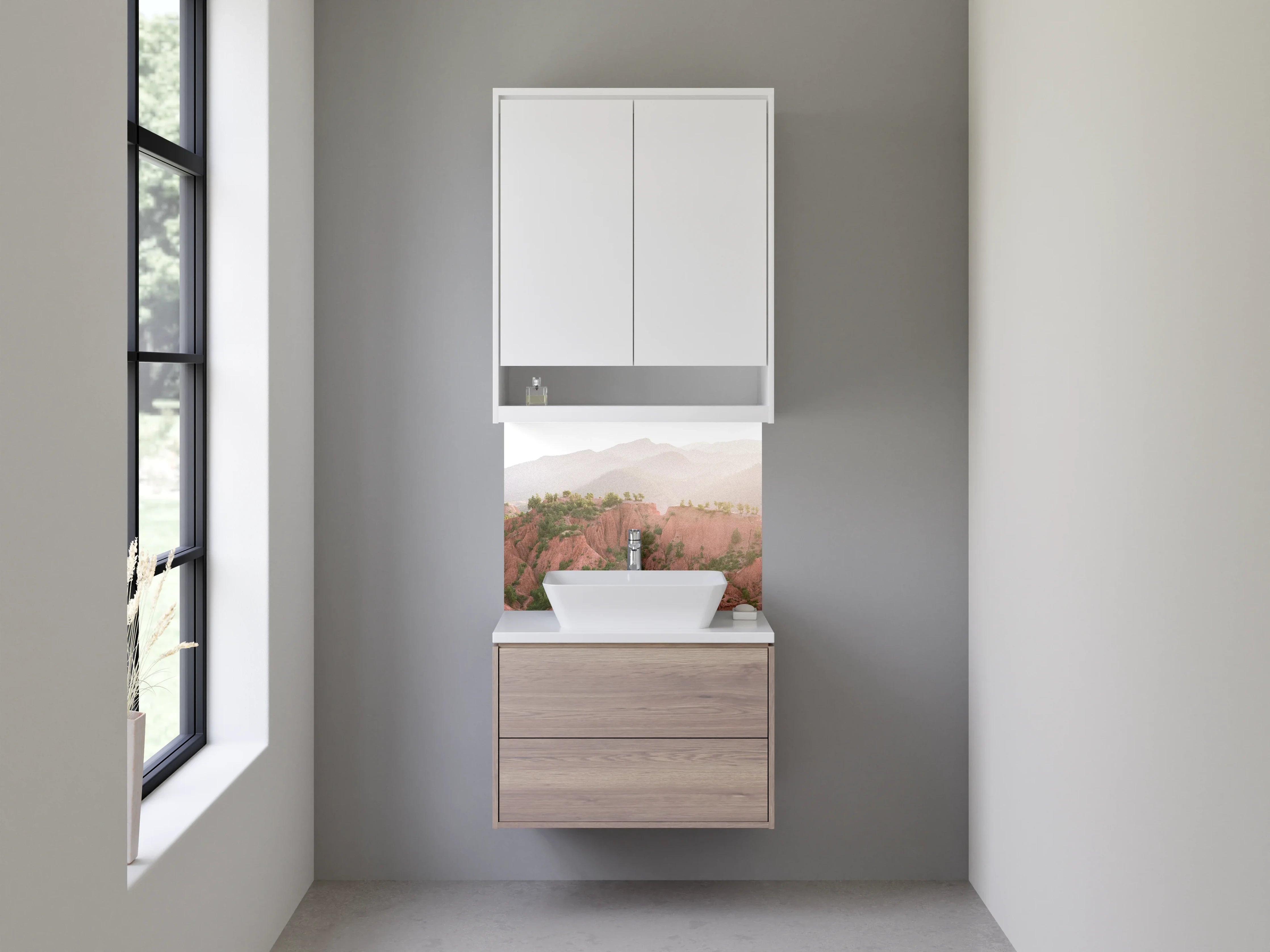 Waschbecken-Rückwand - Graue Akzente: Moderne Waschrückwand für Zuhause