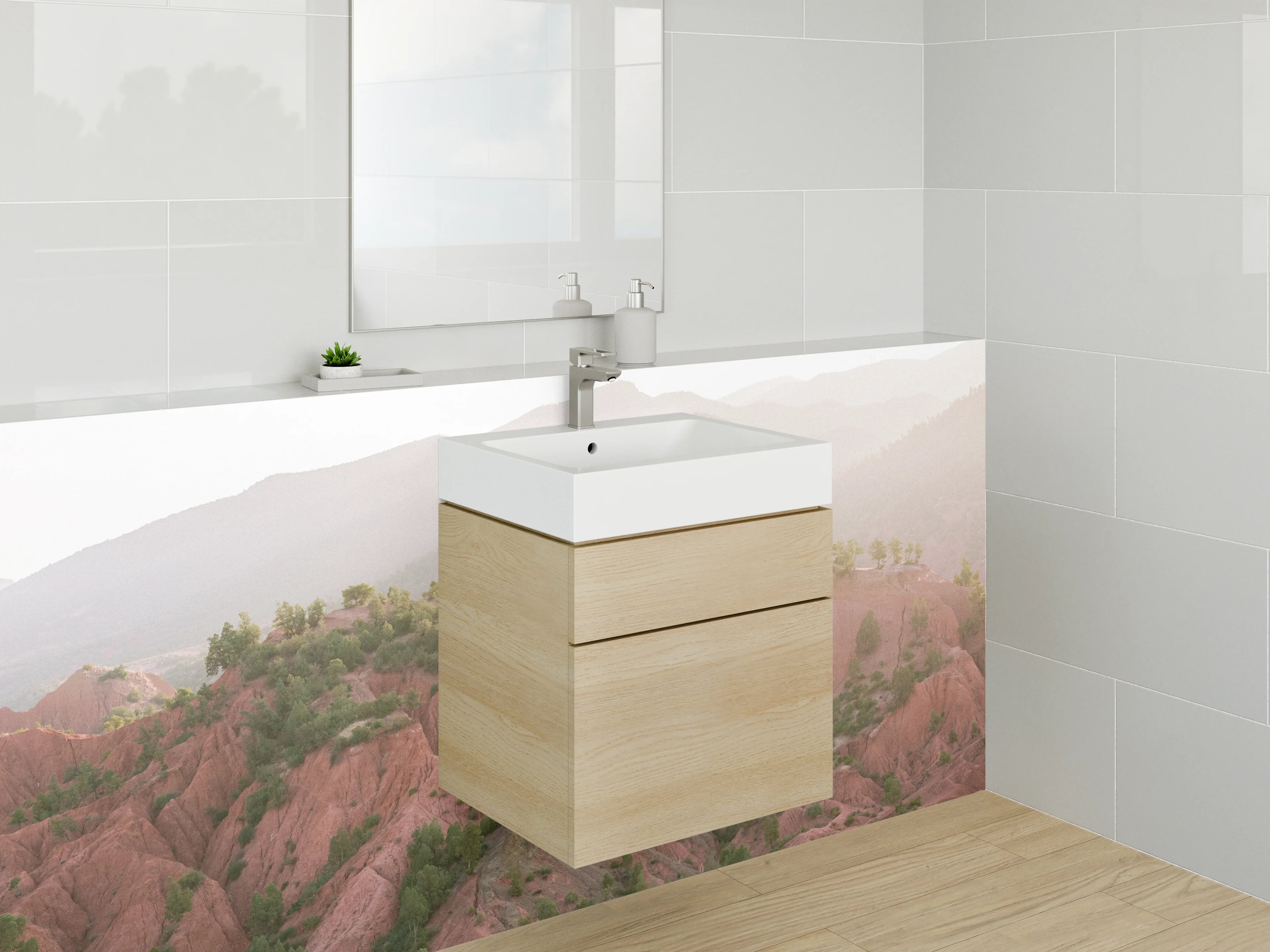Waschbecken-Rückwand - Graue Akzente: Moderne Waschrückwand für Zuhause