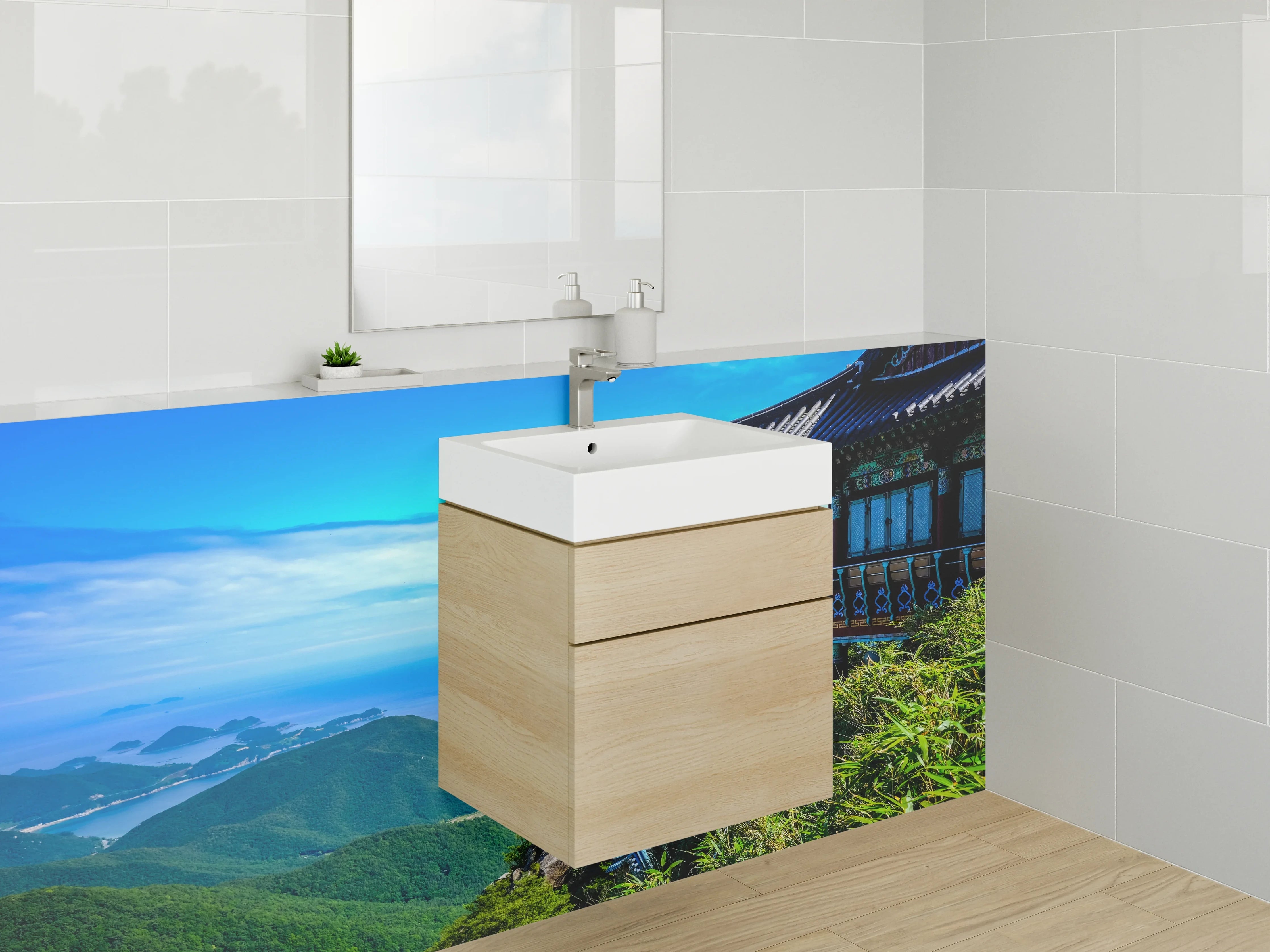Waschbecken-Rückwand - Graue Akzente: Modernes Waschtisch-Design