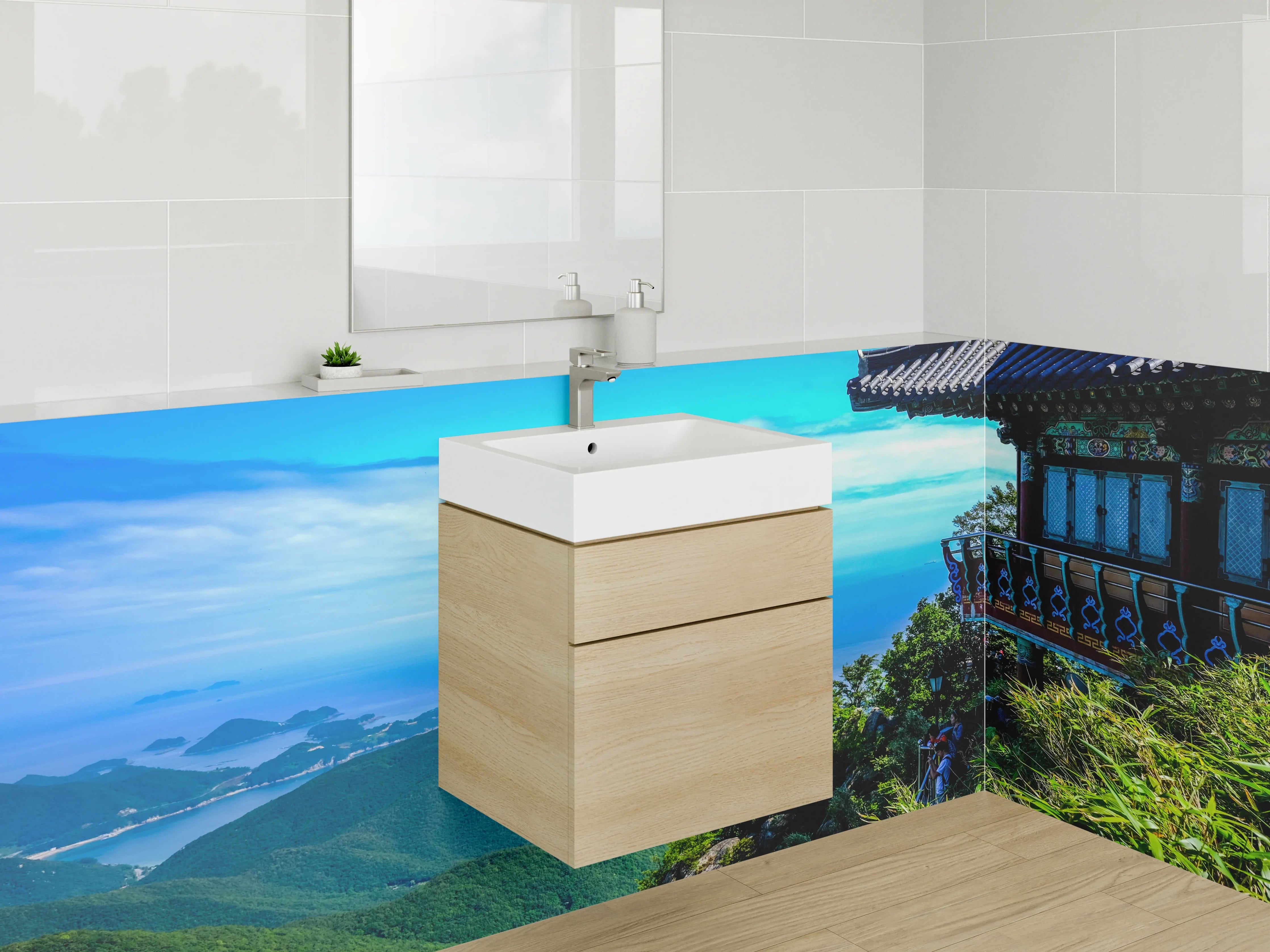 Waschbecken-Rückwand - Graue Akzente: Modernes Waschtisch-Design