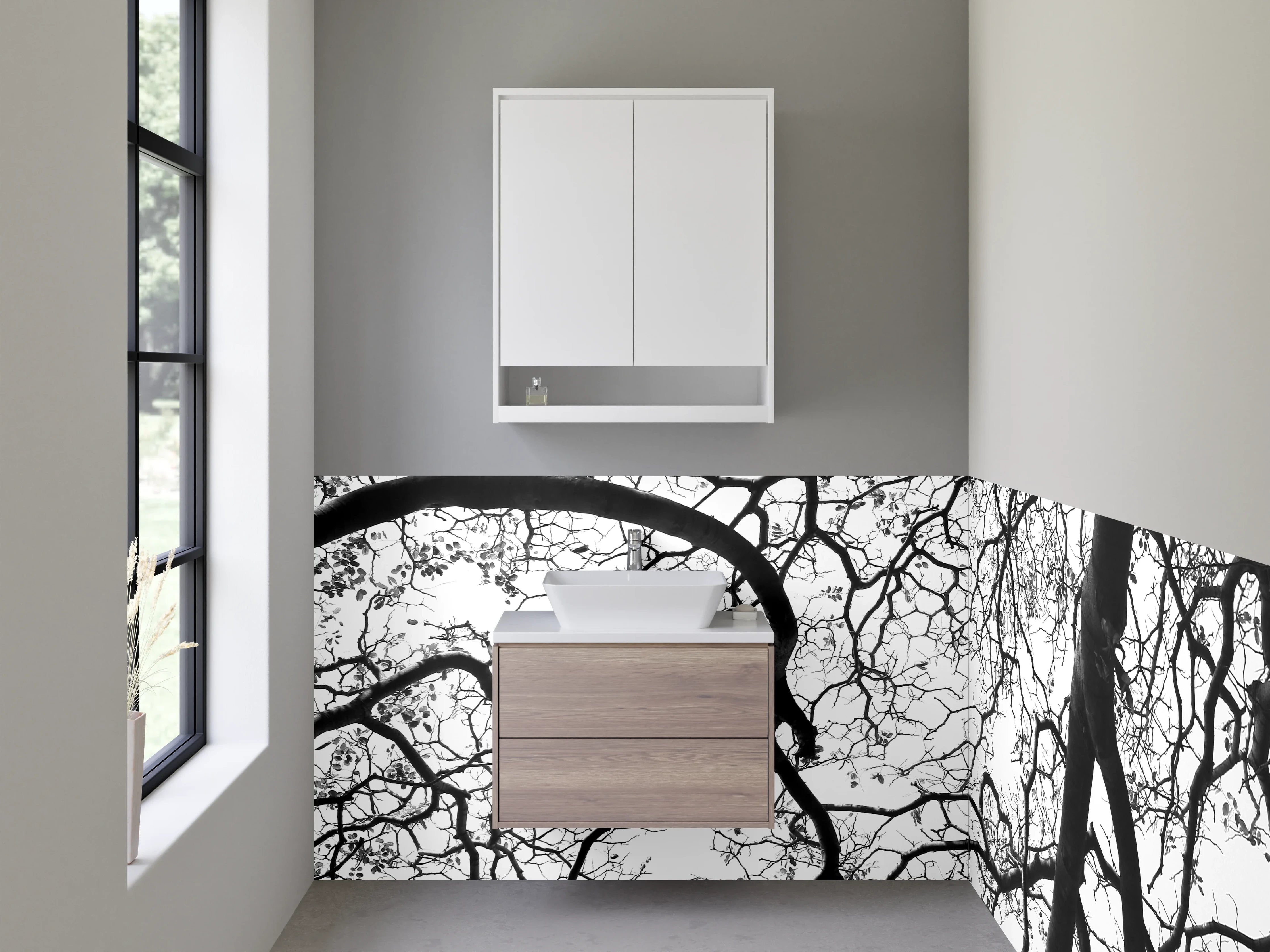 Waschbecken-Rückwand - Graue Bad-Wandpaneele für modernes Design