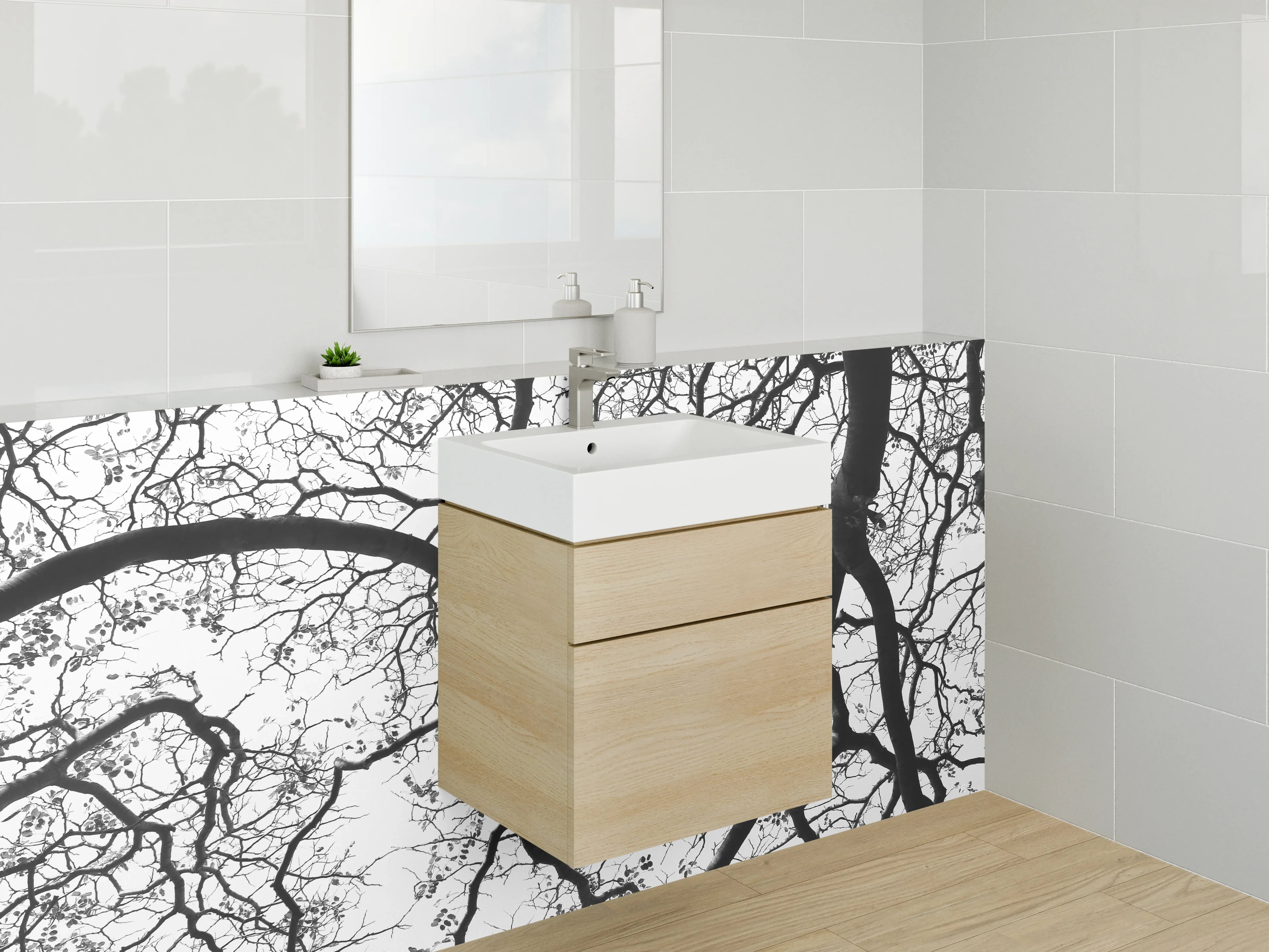 Waschbecken-Rückwand - Graue Bad-Wandpaneele für modernes Design