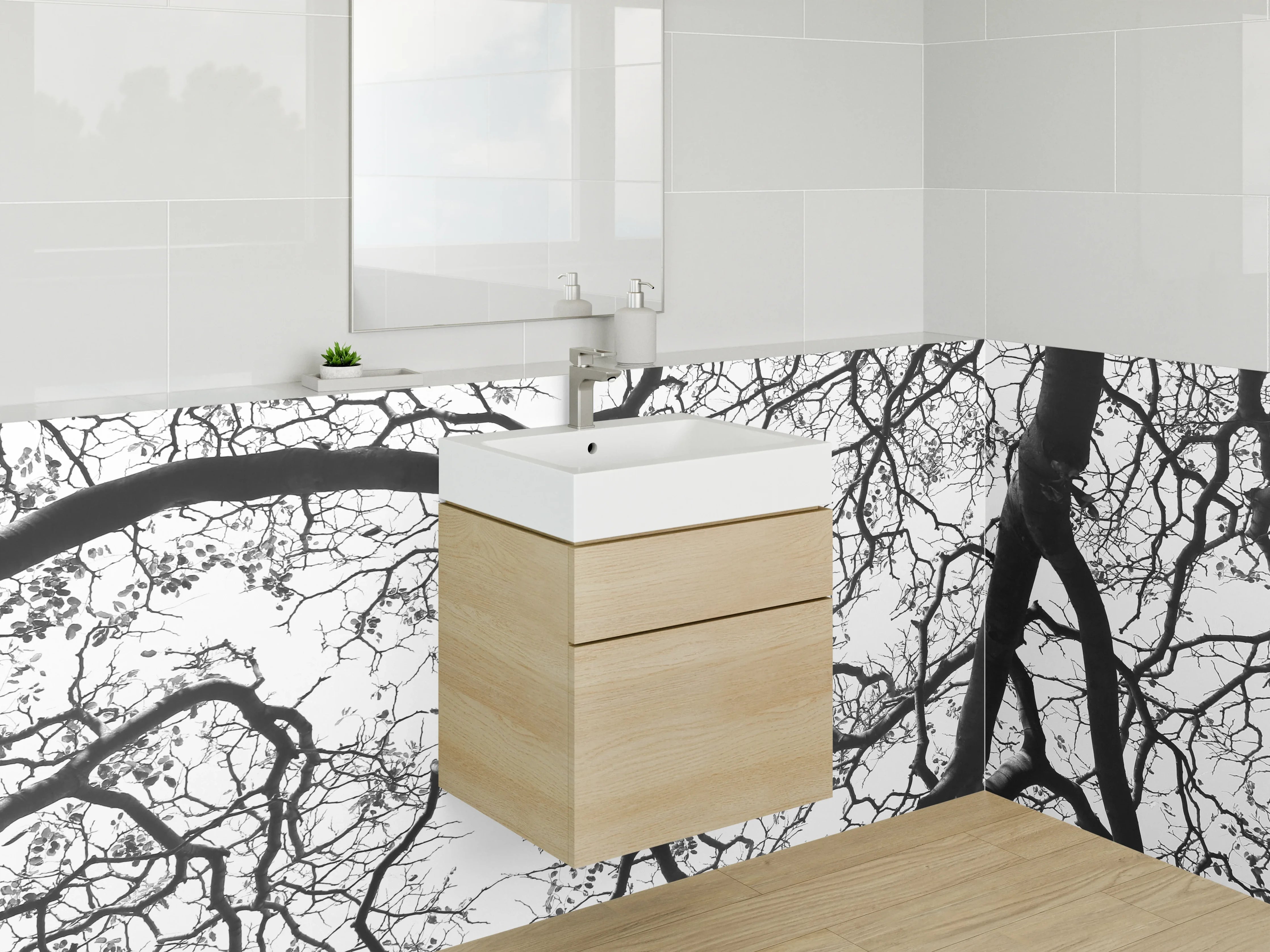 Waschbecken-Rückwand - Graue Bad-Wandpaneele für modernes Design