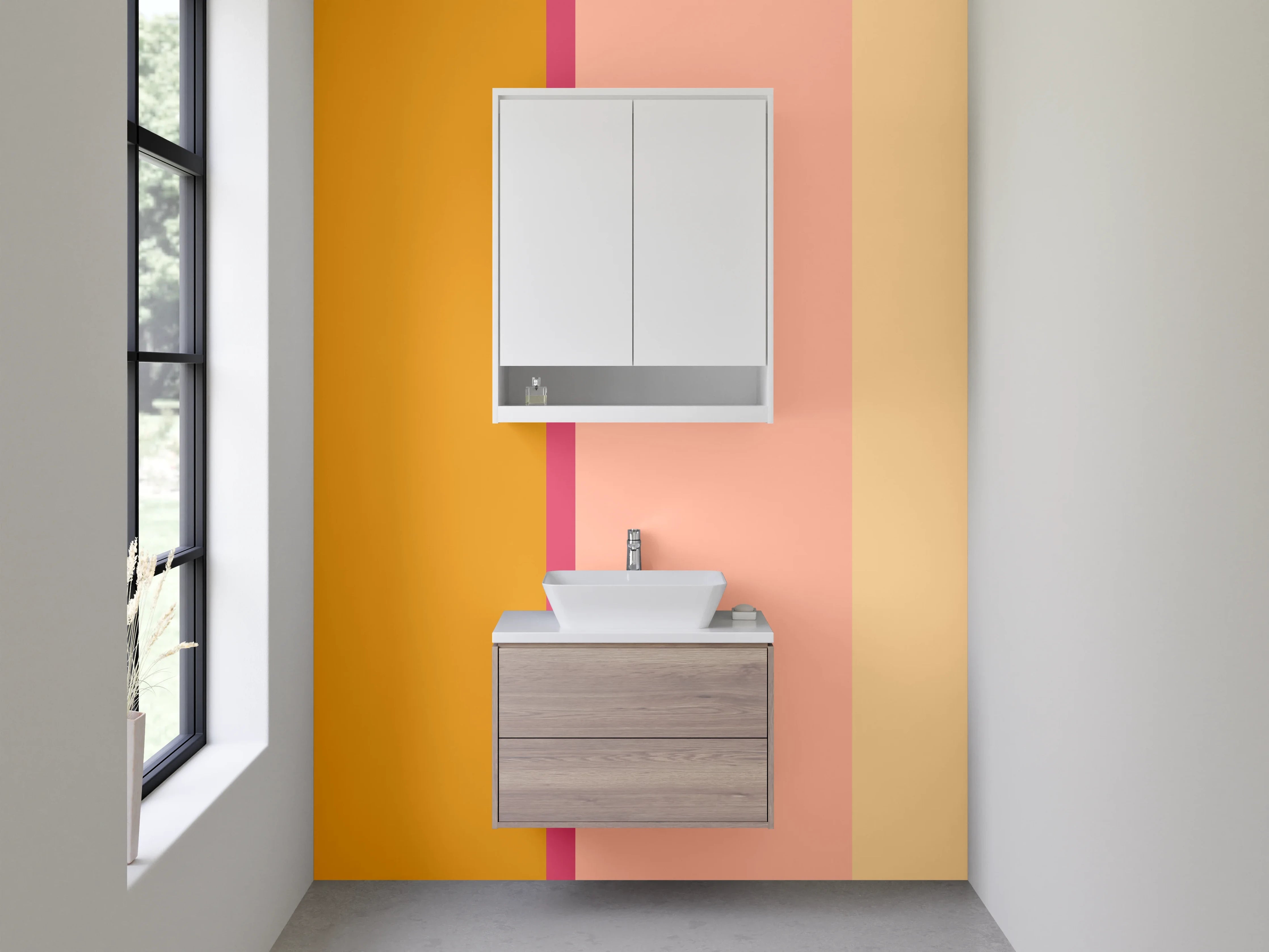 Waschbecken-Rückwand - Graue Badezimmerrückwand für modernes Washroom