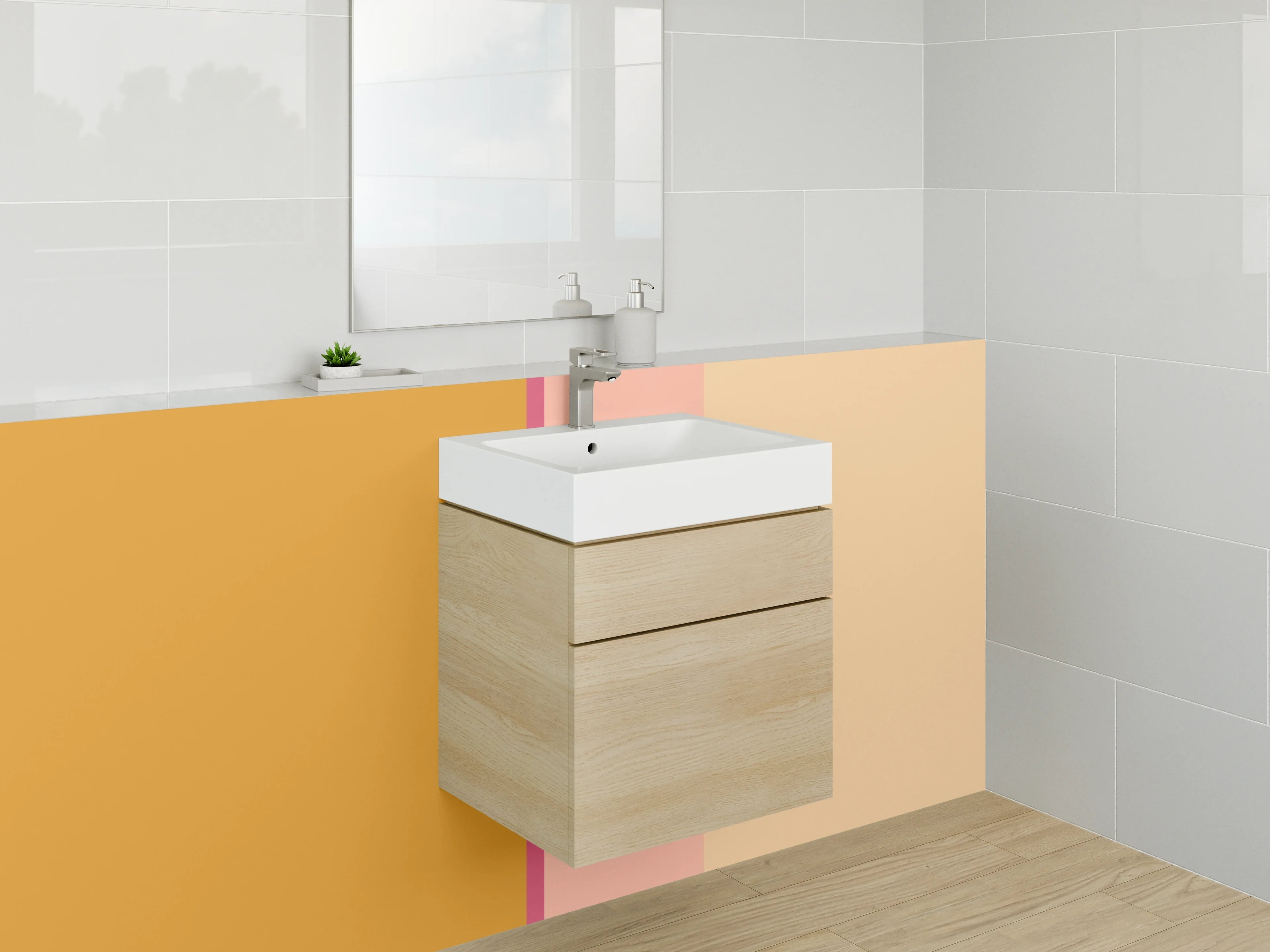 Waschbecken-Rückwand - Graue Badezimmerrückwand für modernes Washroom