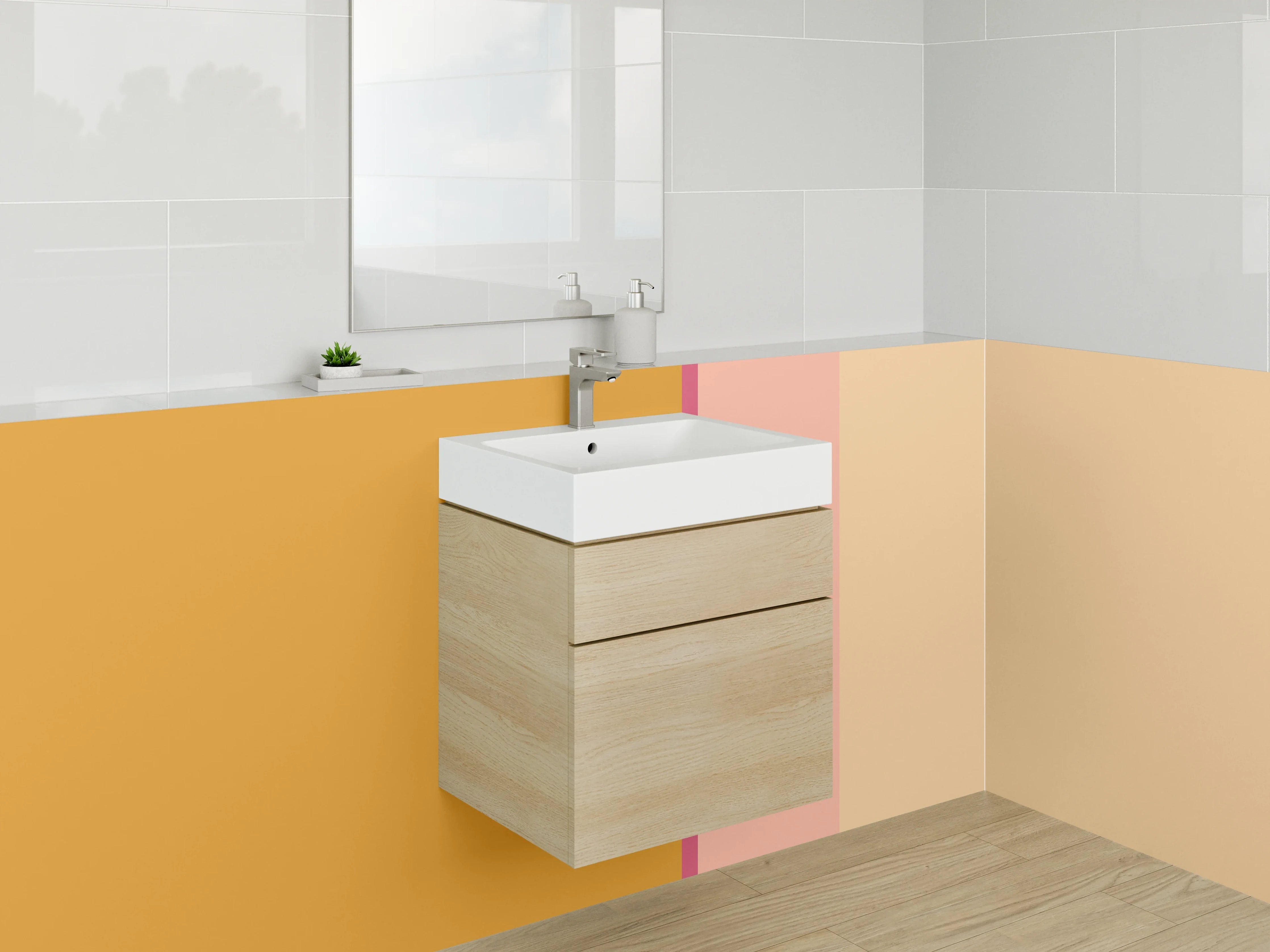 Waschbecken-Rückwand - Graue Badezimmerrückwand für modernes Washroom