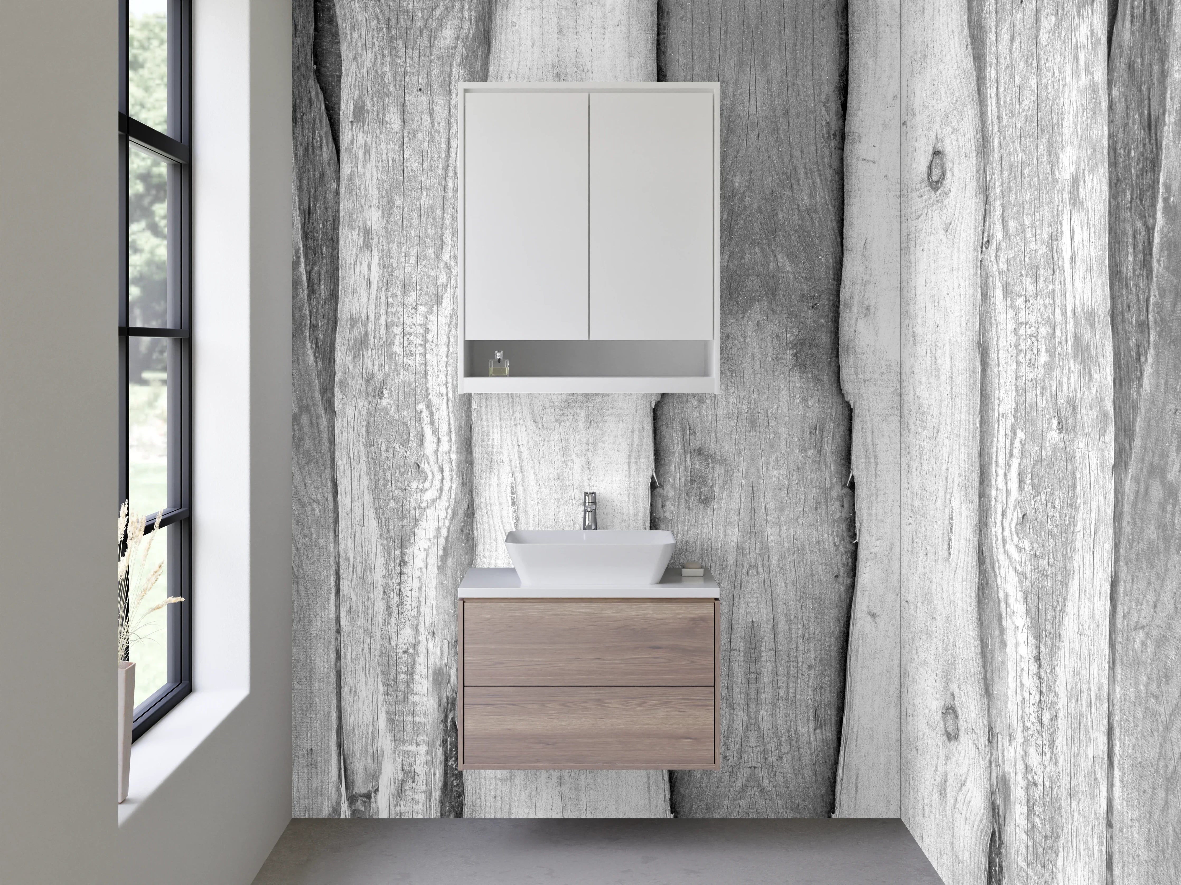Waschbecken-Rückwand - Graue Holzmaserung Wandfliese