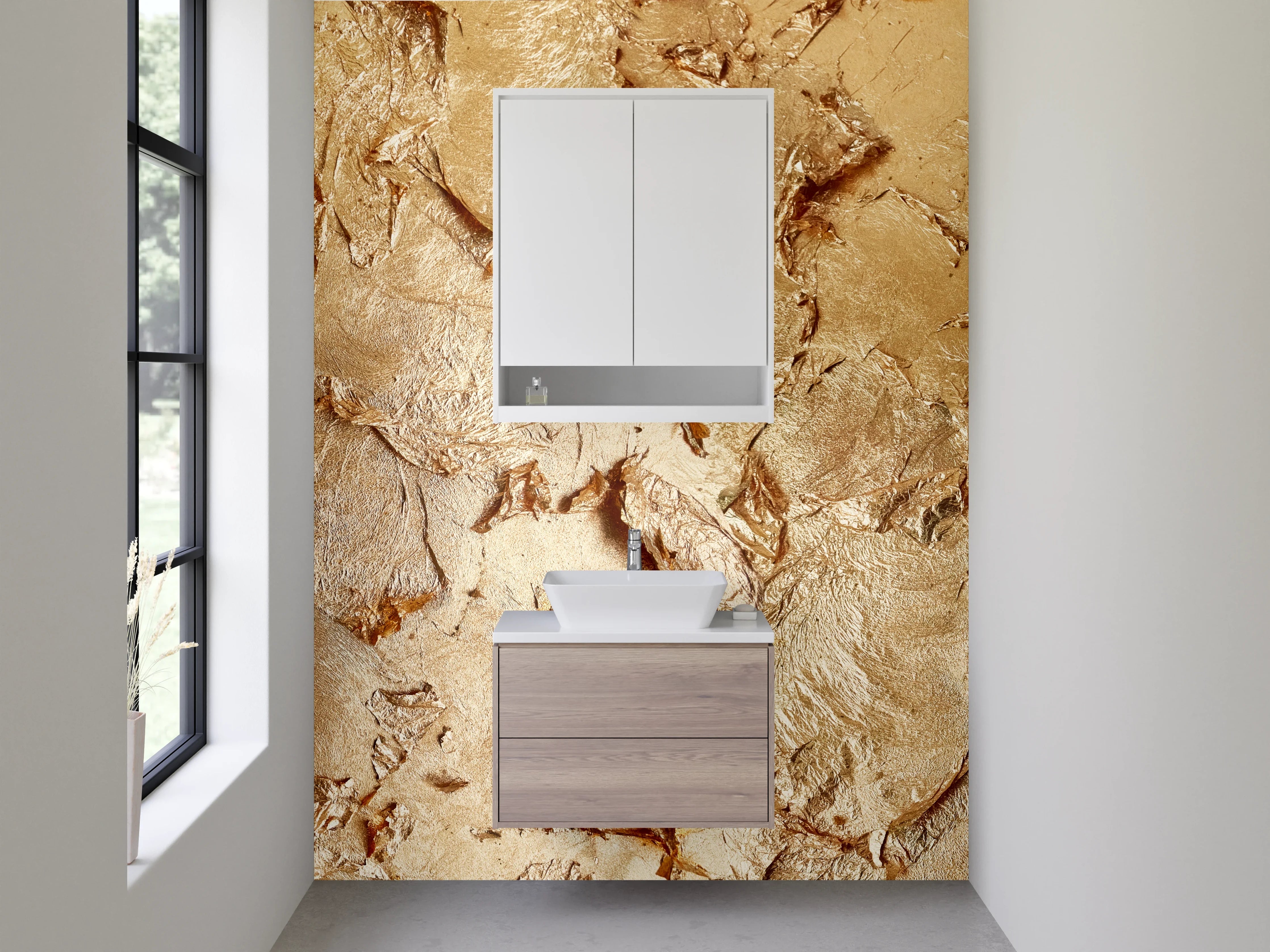 Waschbecken-Rückwand - Graue Marmor-Illusion