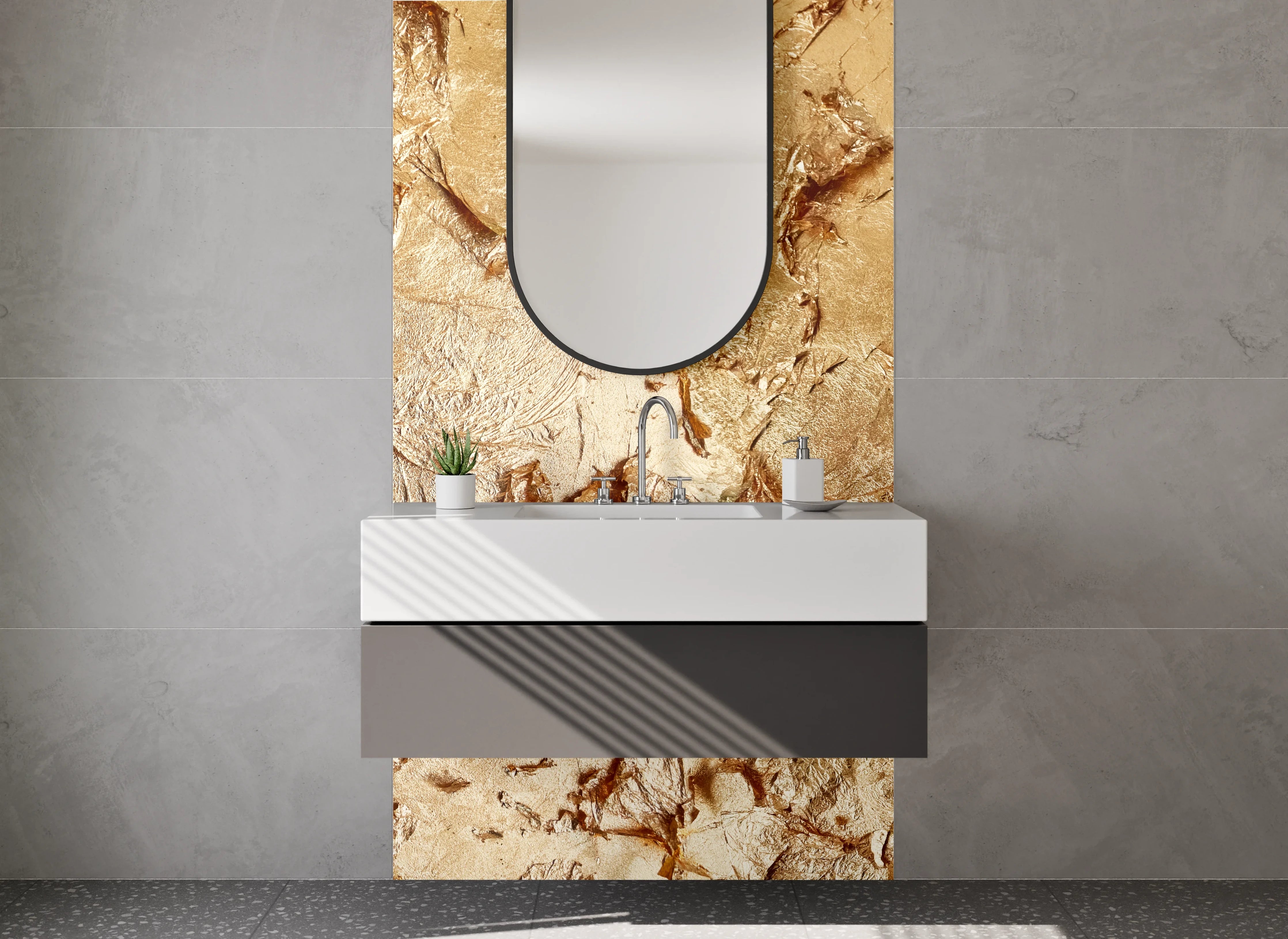 Waschbecken-Rückwand - Graue Marmor-Illusion