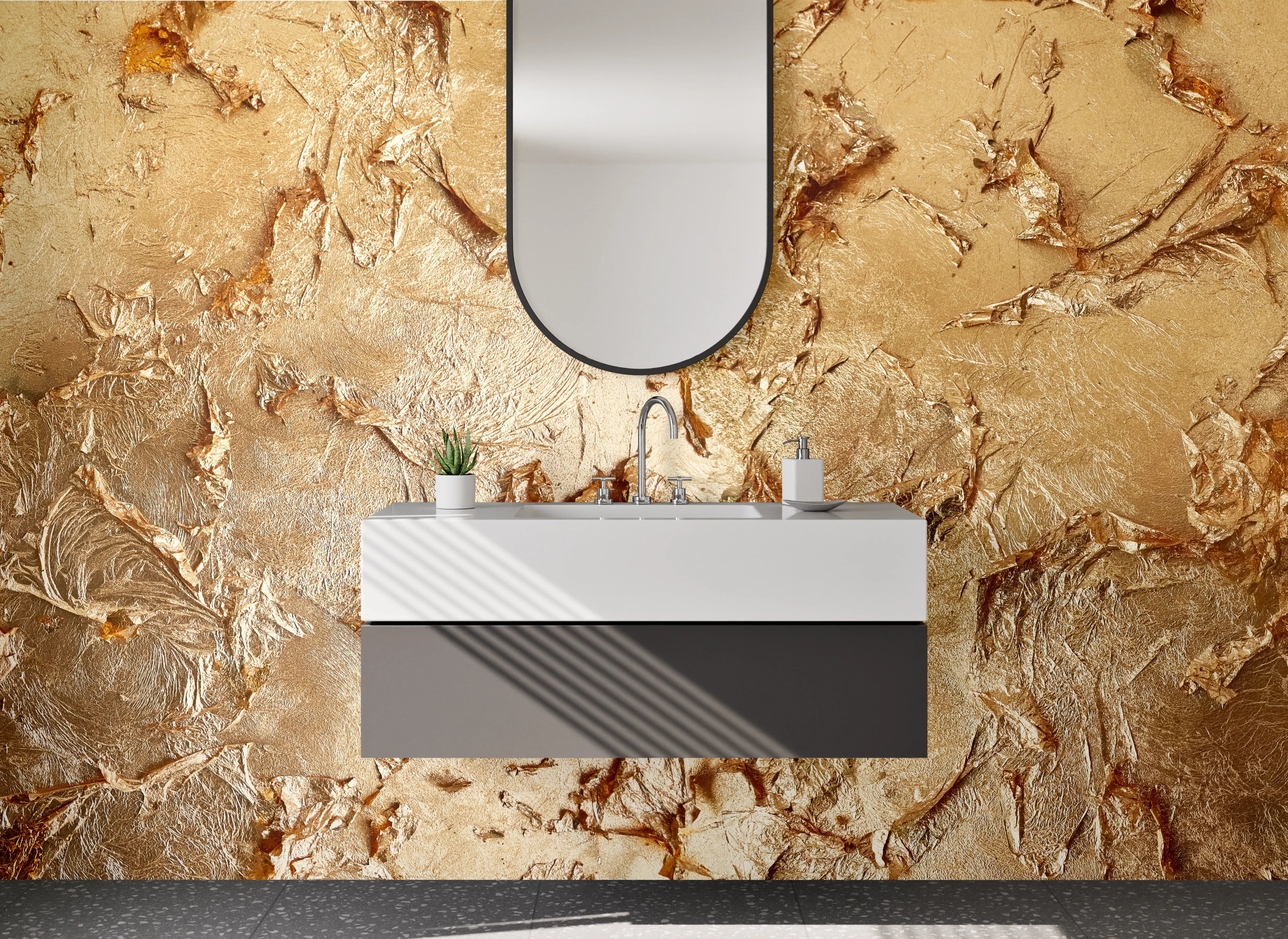 Waschbecken-Rückwand - Graue Marmor-Illusion