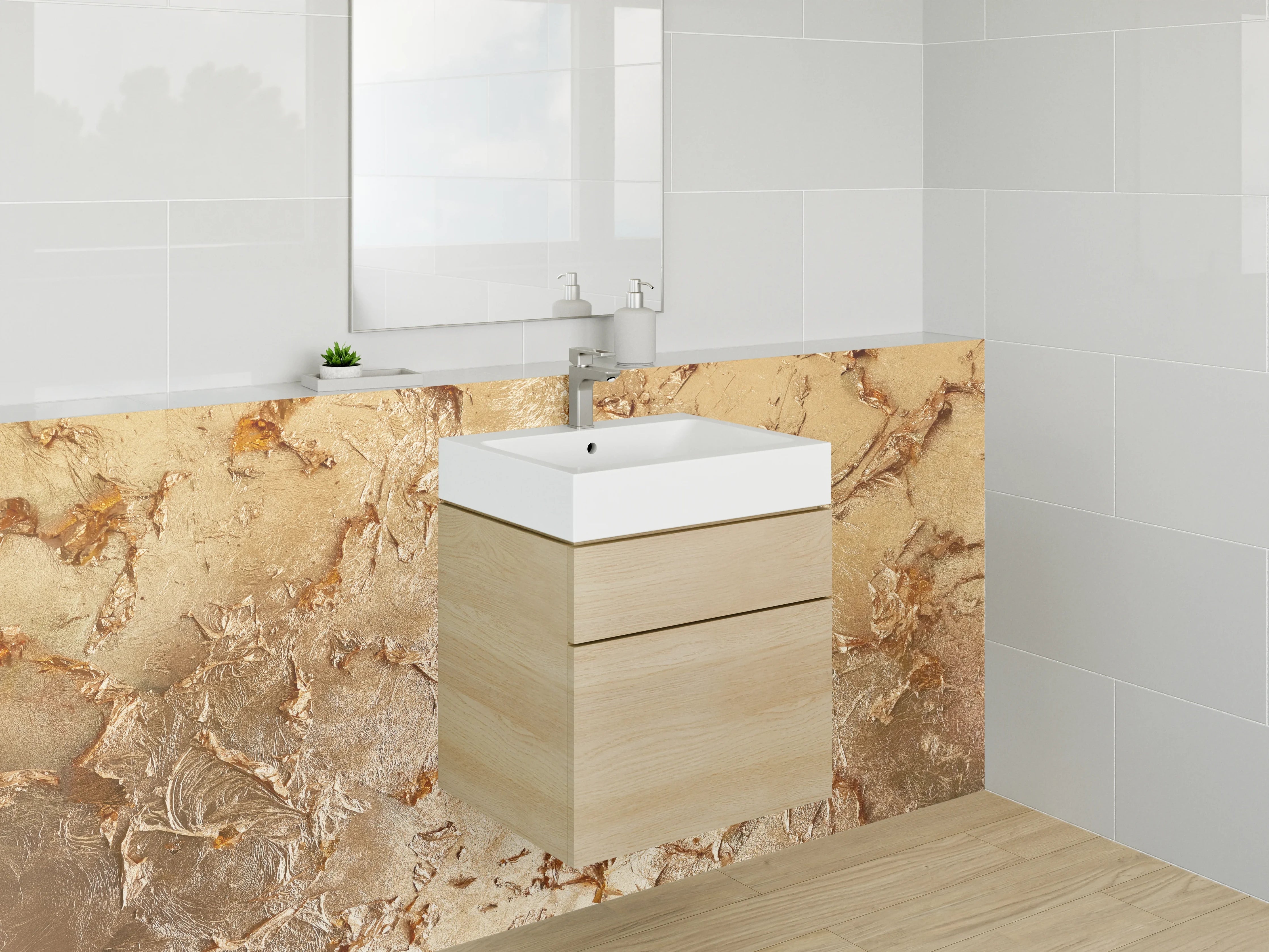 Waschbecken-Rückwand - Graue Marmor-Illusion