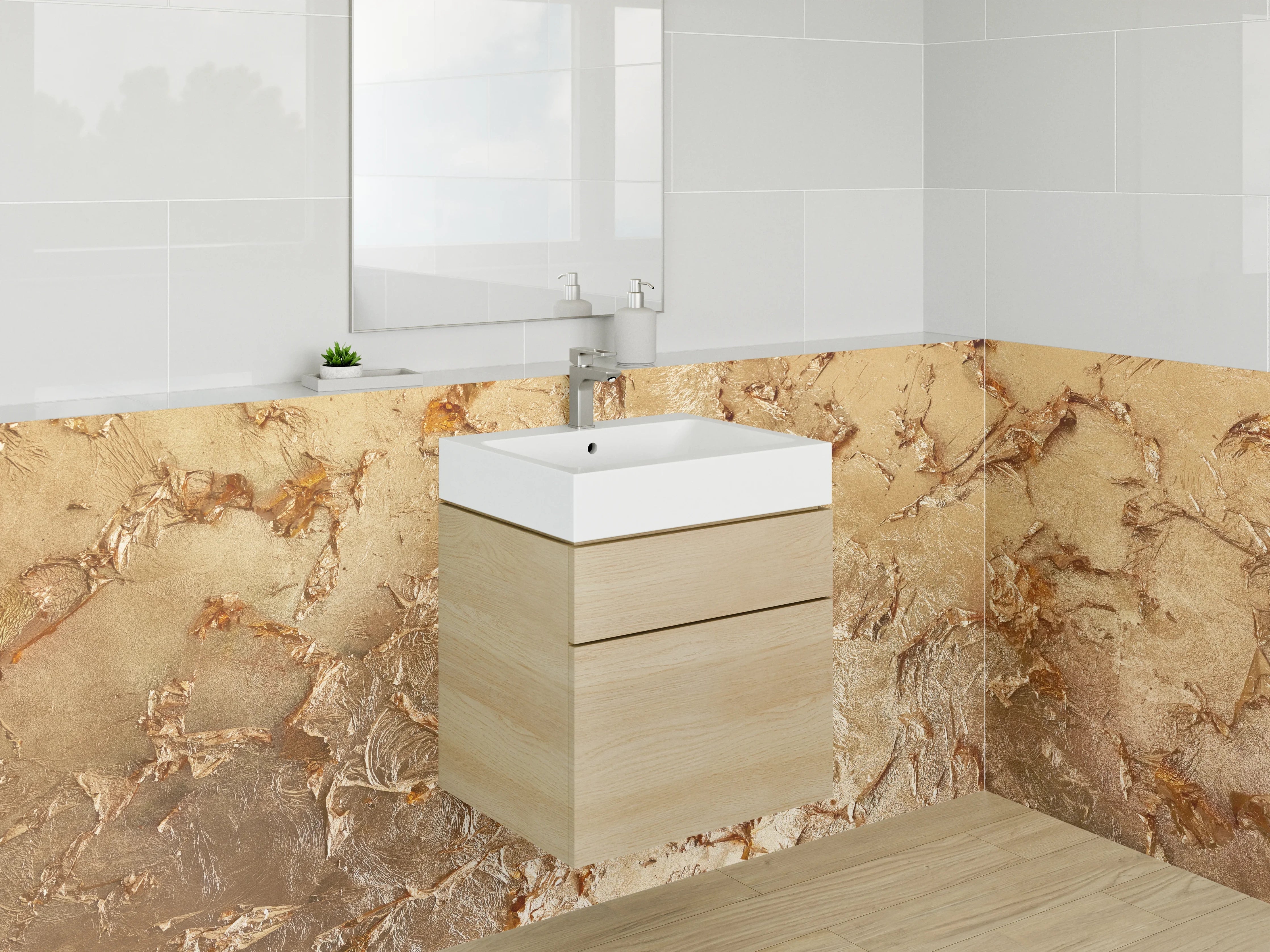 Waschbecken-Rückwand - Graue Marmor-Illusion