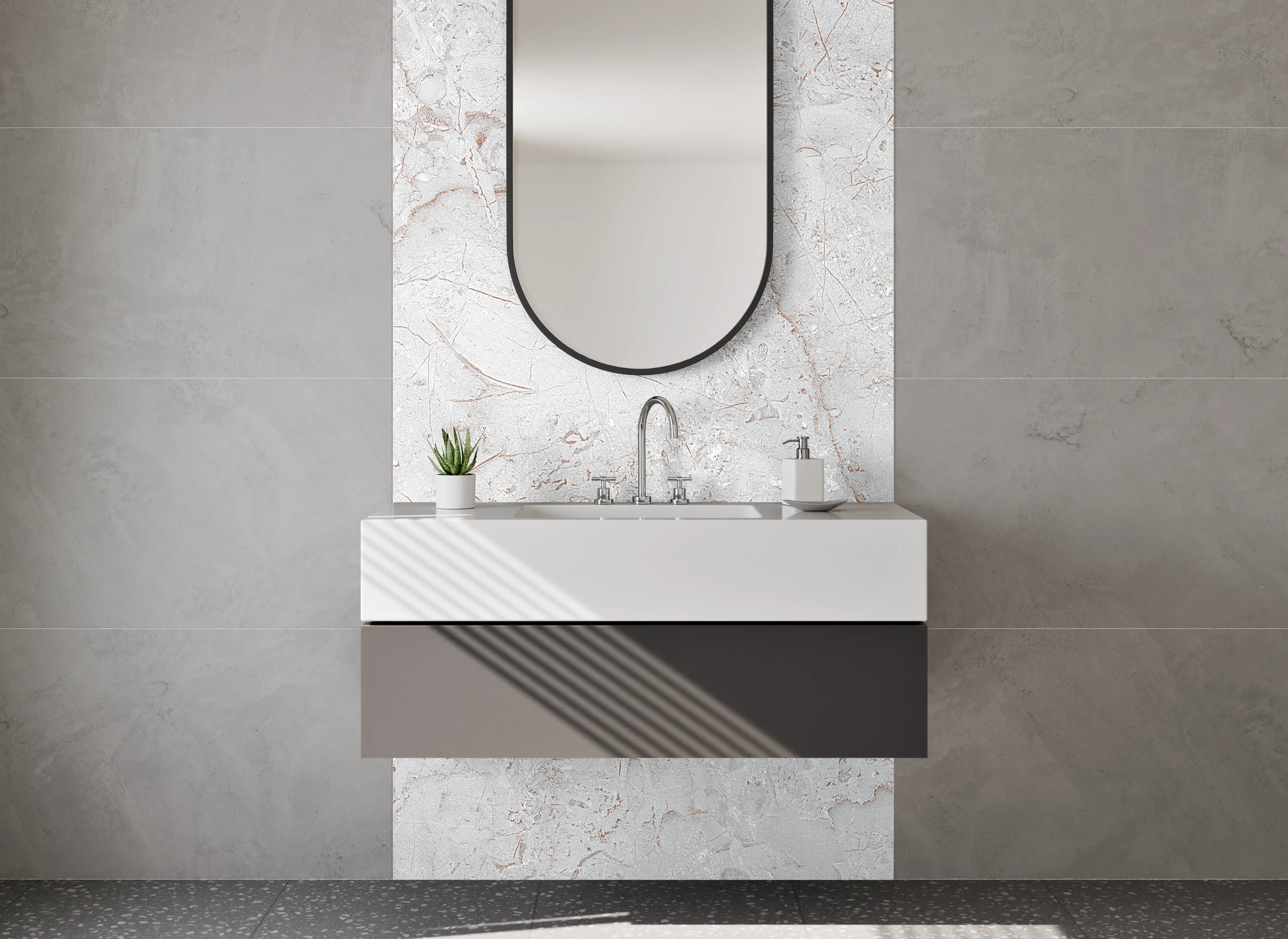 Waschbecken-Rückwand - Graue Marmor-Inspiration