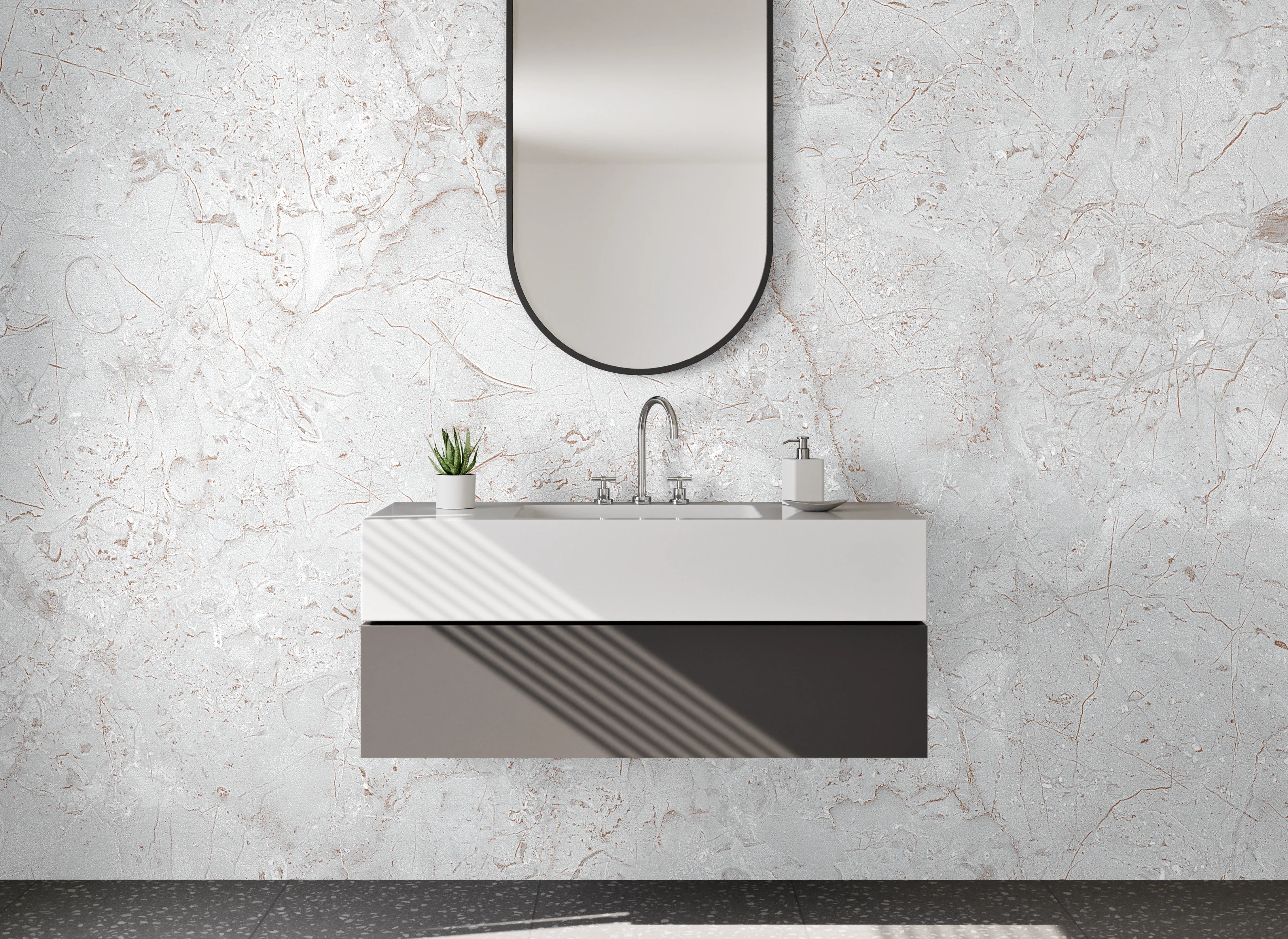 Waschbecken-Rückwand - Graue Marmor-Inspiration