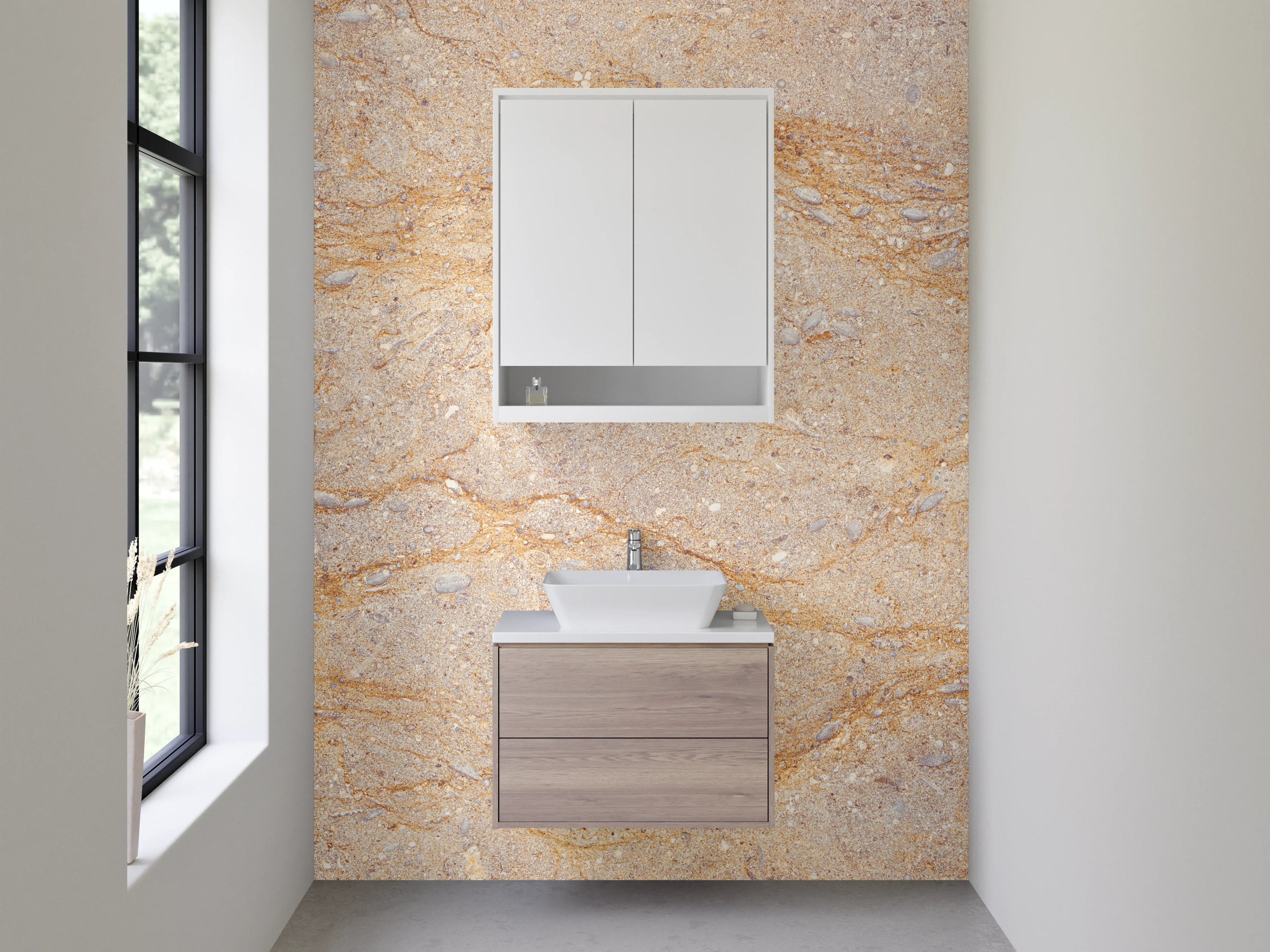 Waschbecken-Rückwand - Graue Marmor-Waschrückwand für Badezimmer