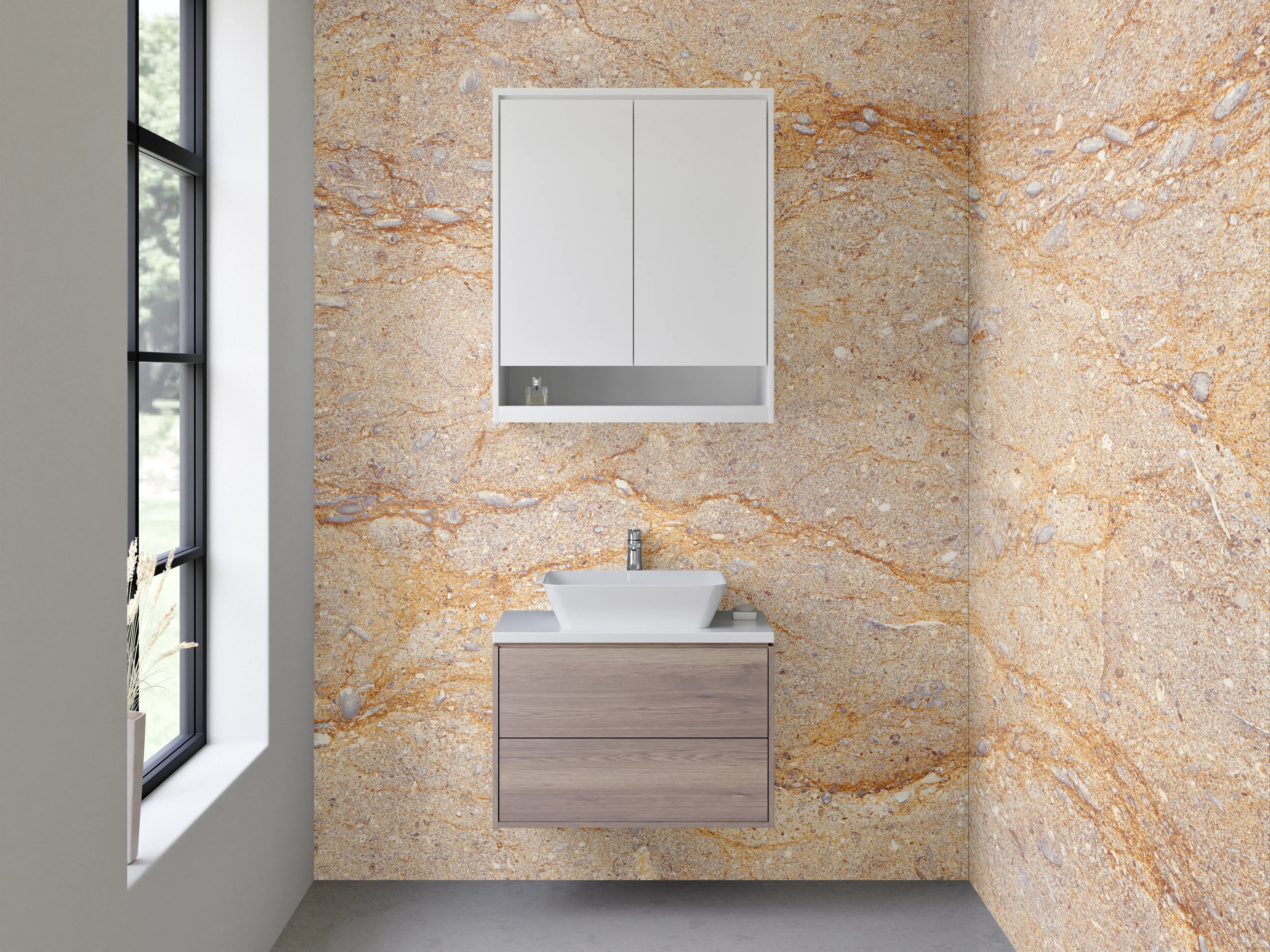 Waschbecken-Rückwand - Graue Marmor-Waschrückwand für Badezimmer