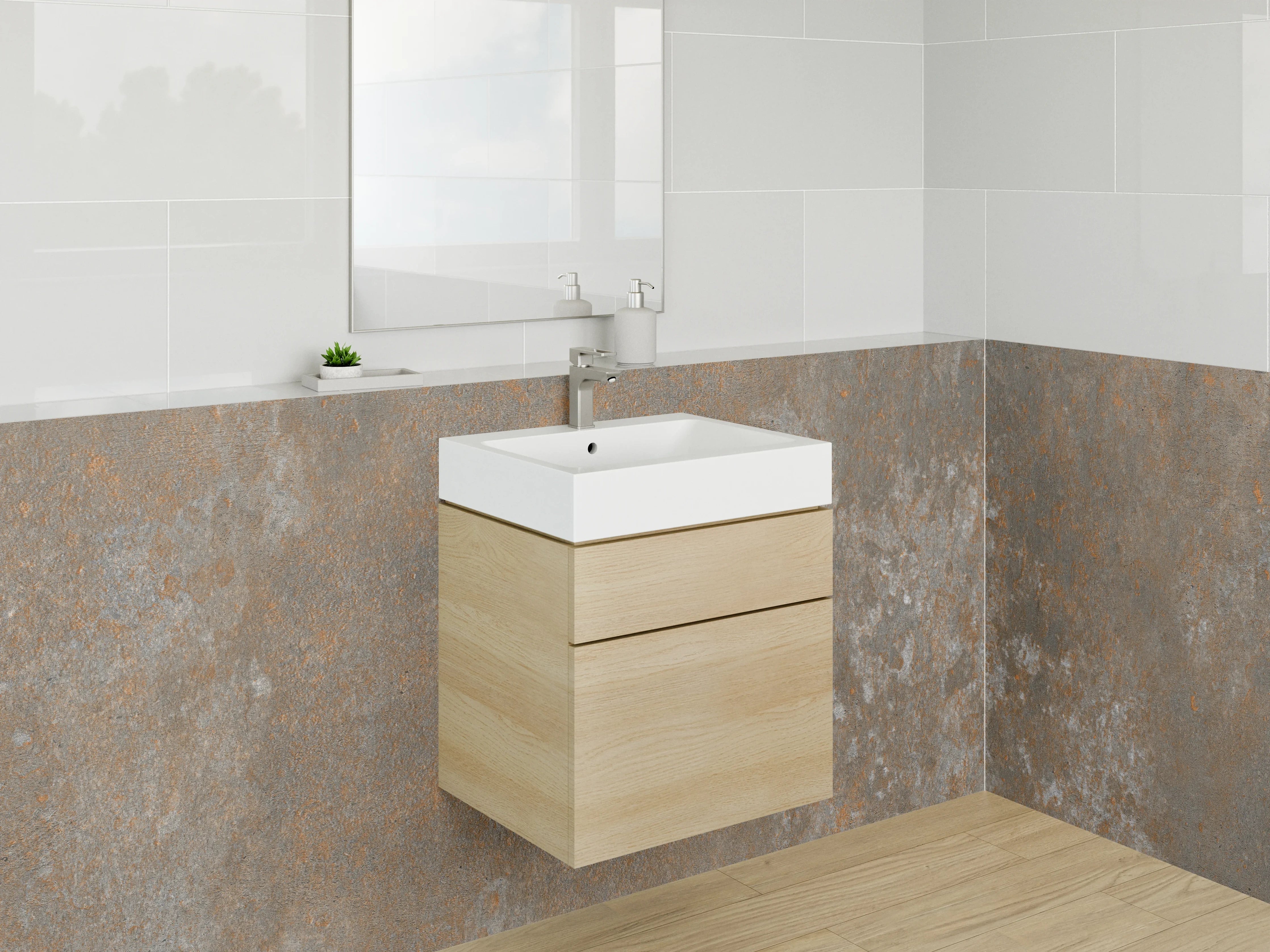 Waschbecken-Rückwand - Graue Metallkunst