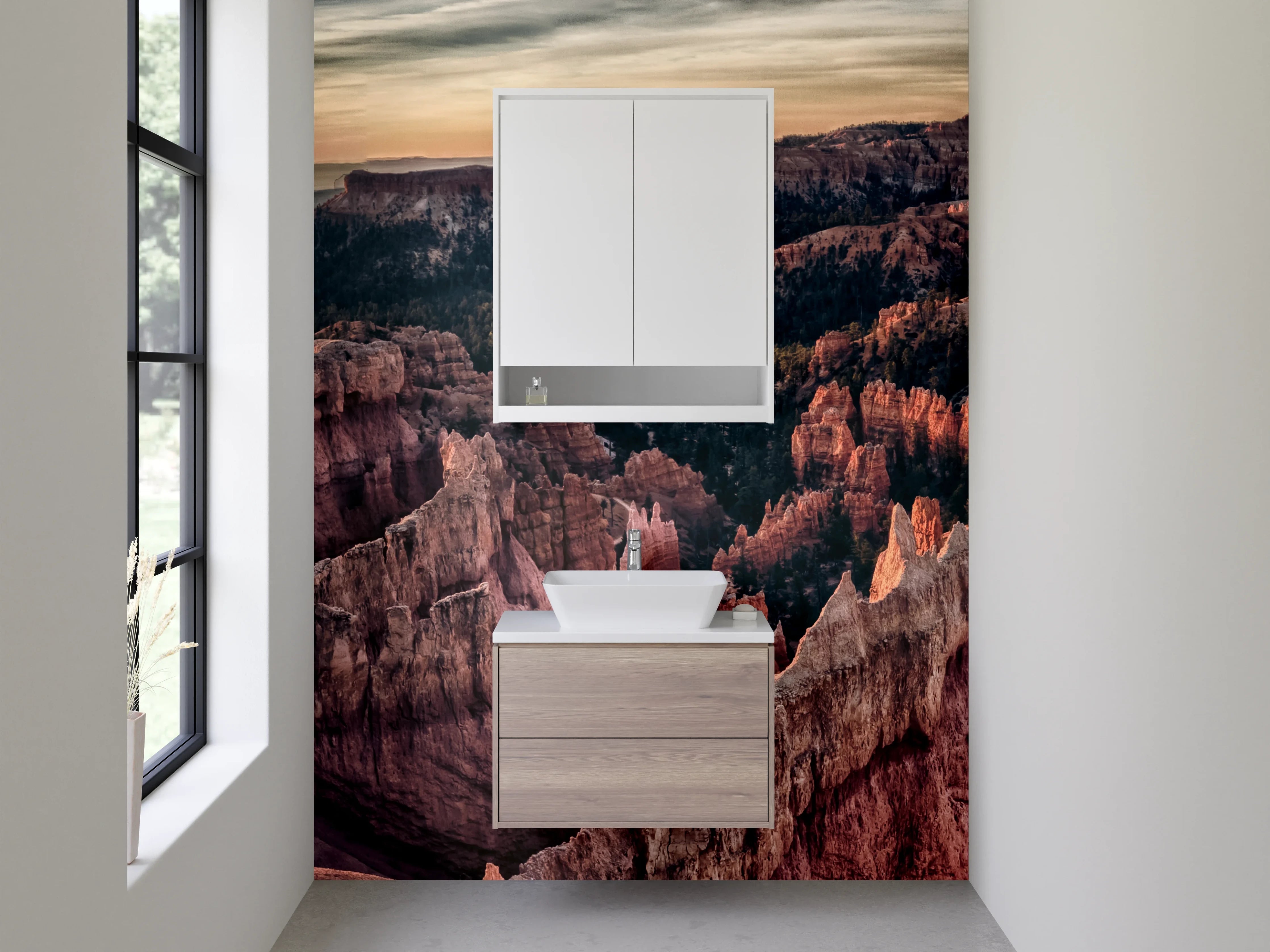 Waschbecken-Rückwand - Graue Schatten im Canyon