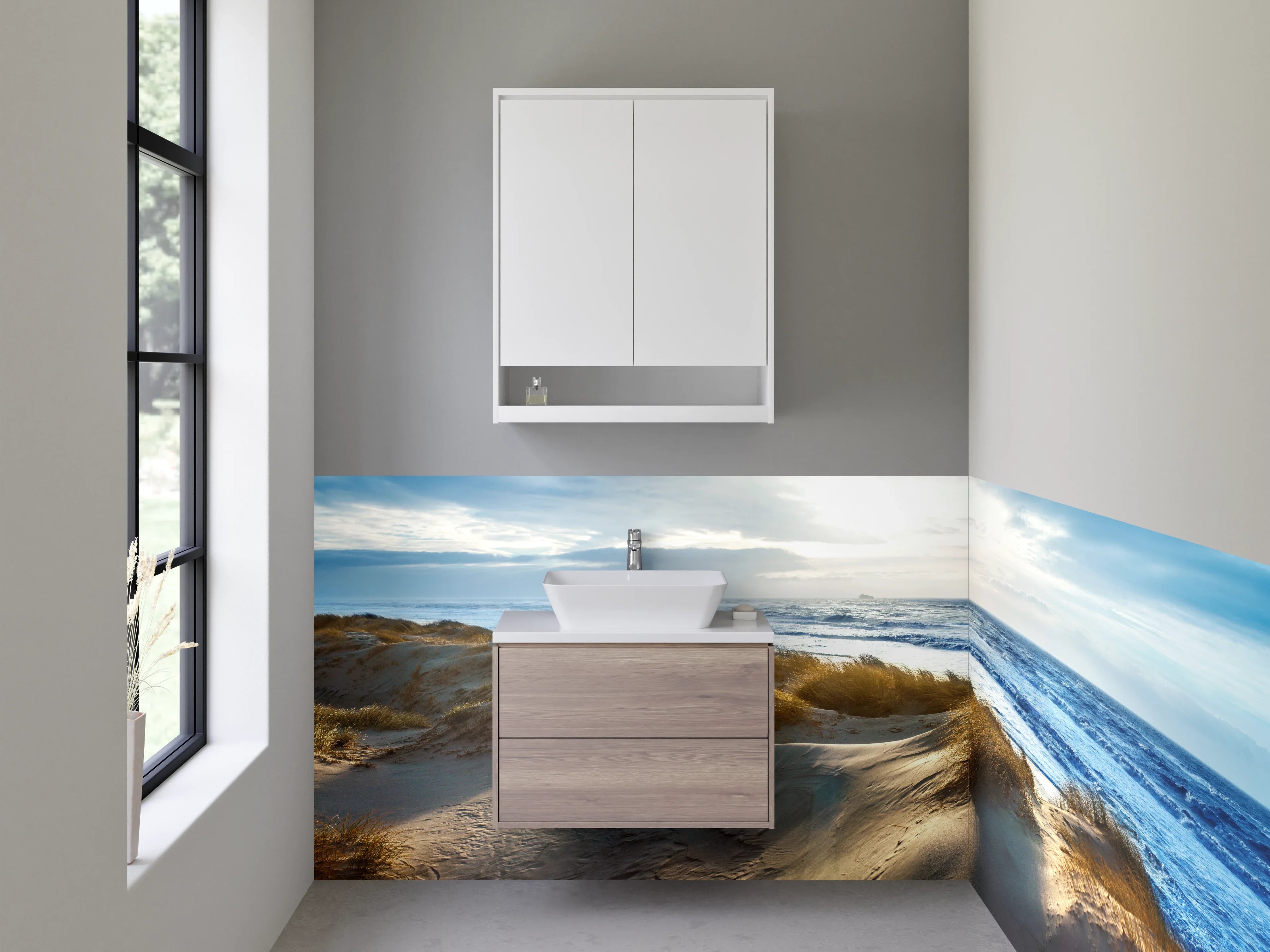 Waschbecken-Rückwand - Graue Wandgestaltung für dein Badezimmer