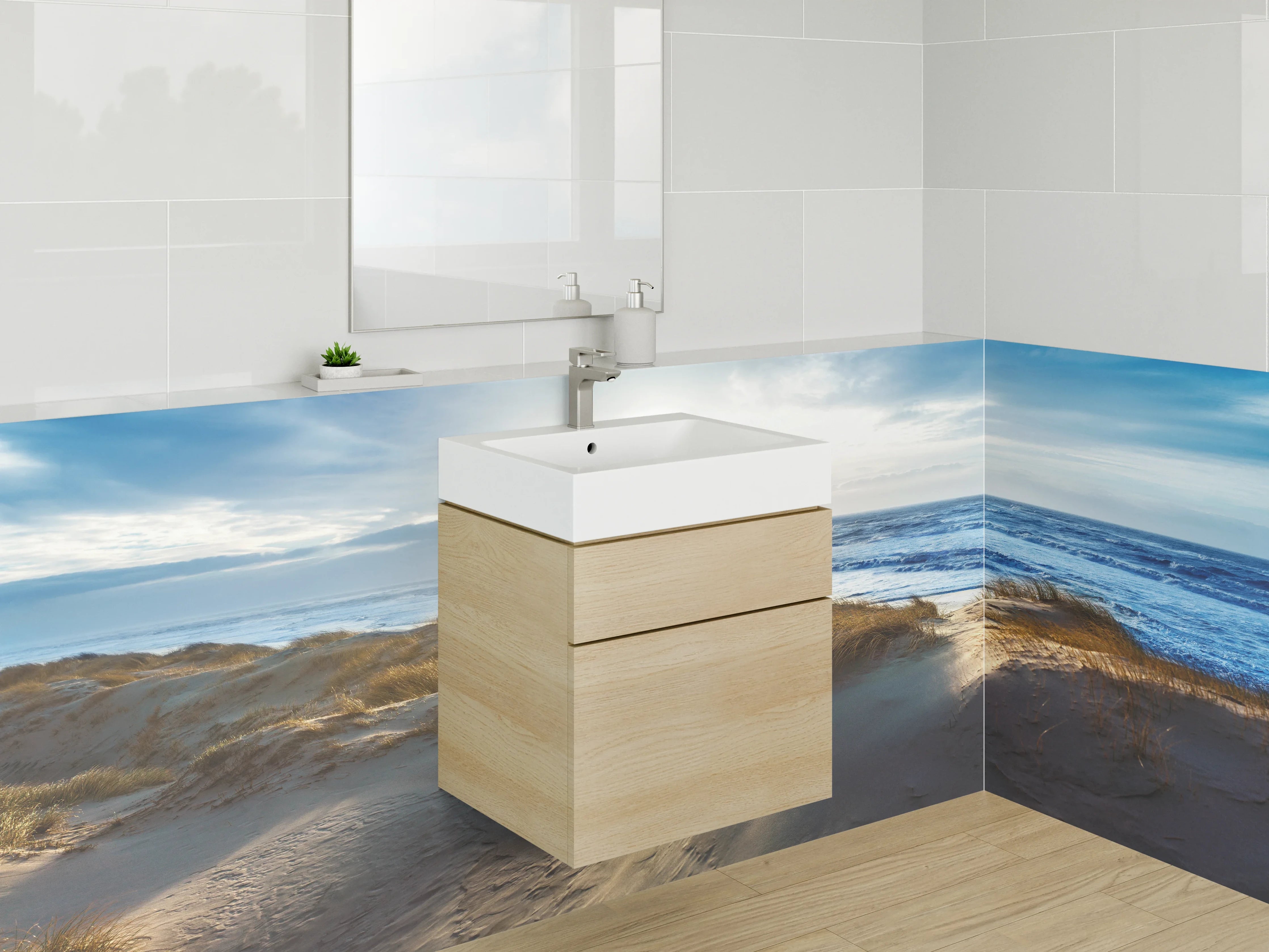 Waschbecken-Rückwand - Graue Wandgestaltung für dein Badezimmer