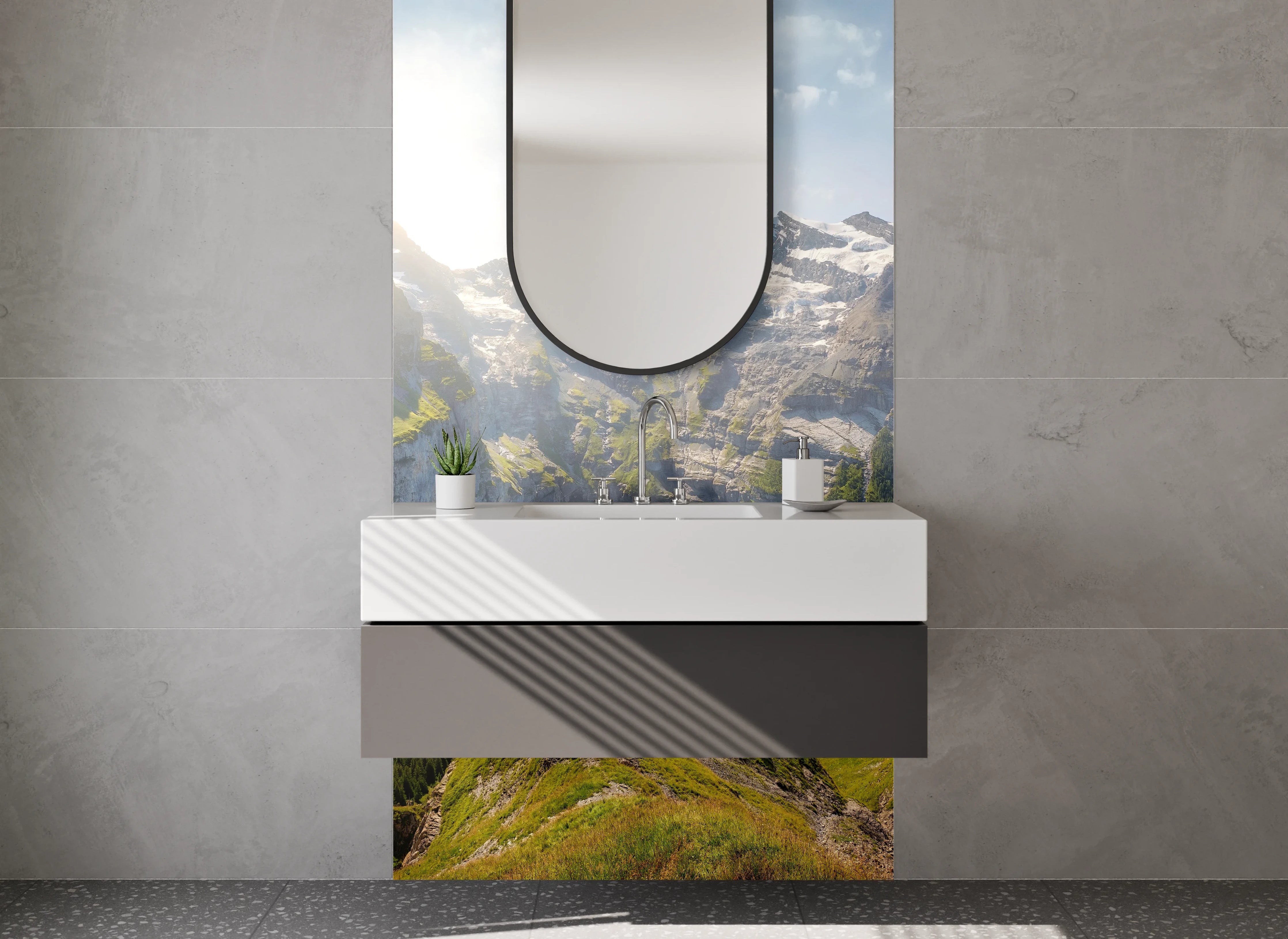 Waschbecken-Rückwand - Graue Waschrückwand für dein Badezimmer