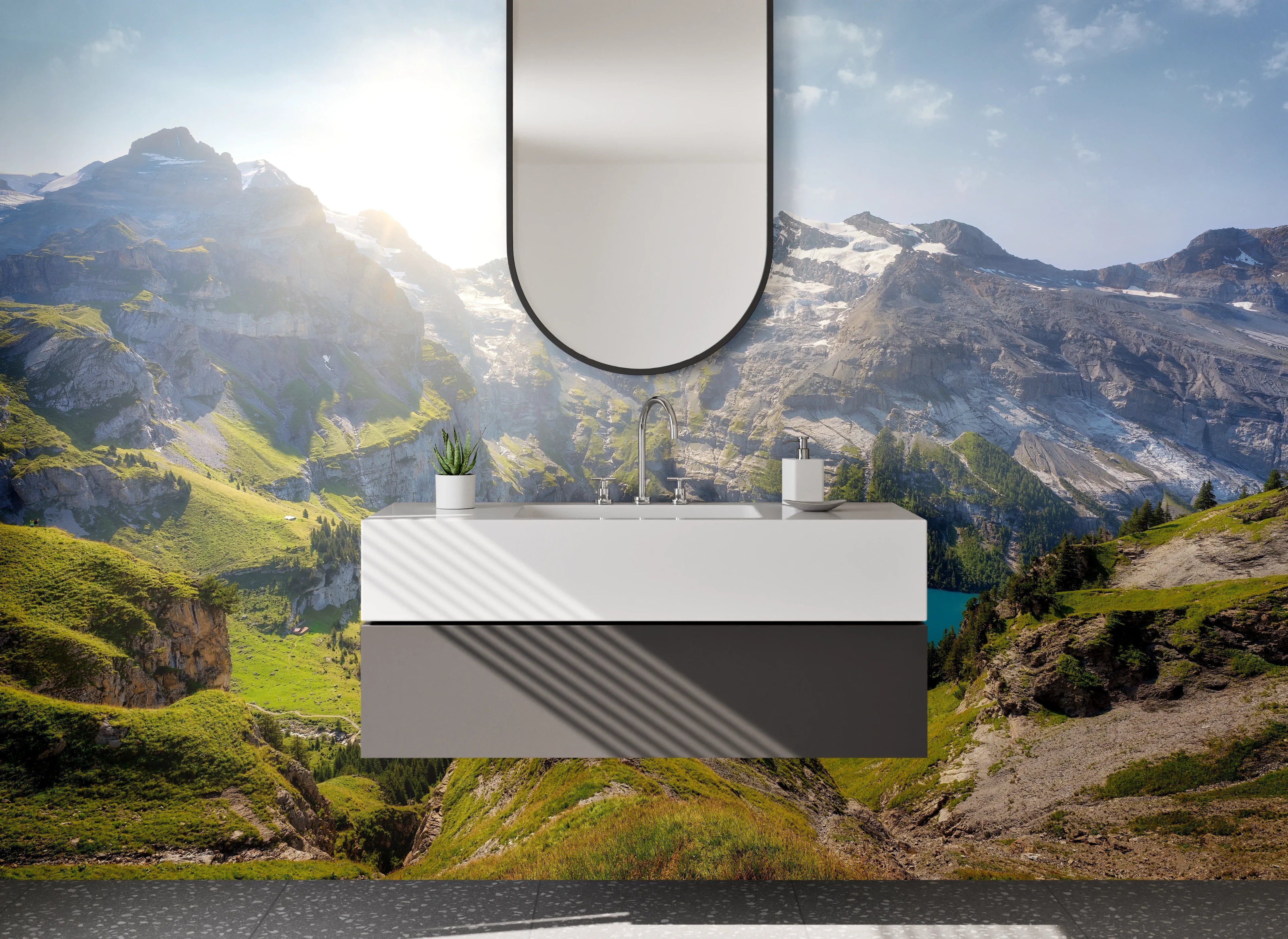 Waschbecken-Rückwand - Graue Waschrückwand für dein Badezimmer