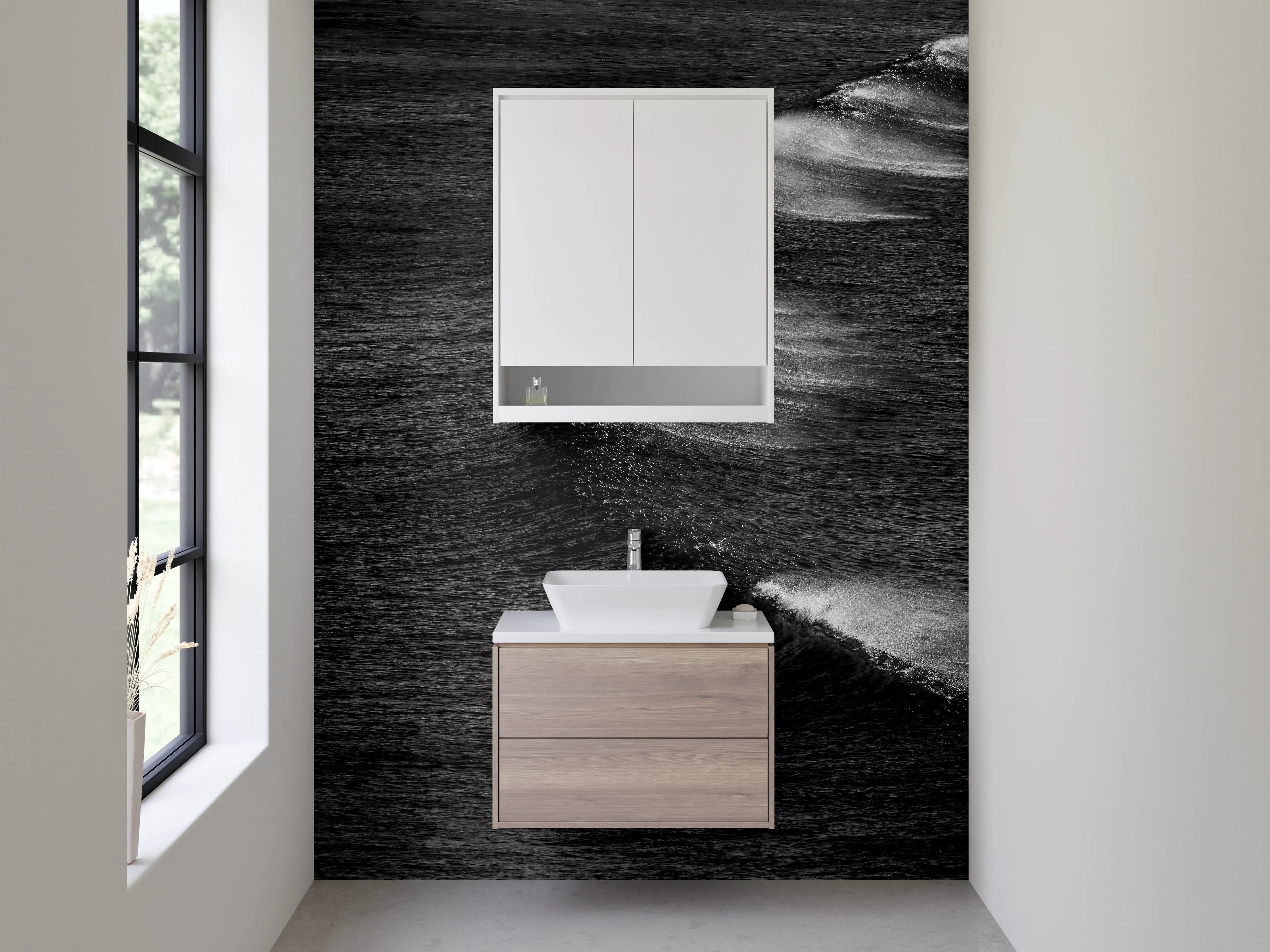 Waschbecken-Rückwand - Graue Waschrückwand für dein Zuhause