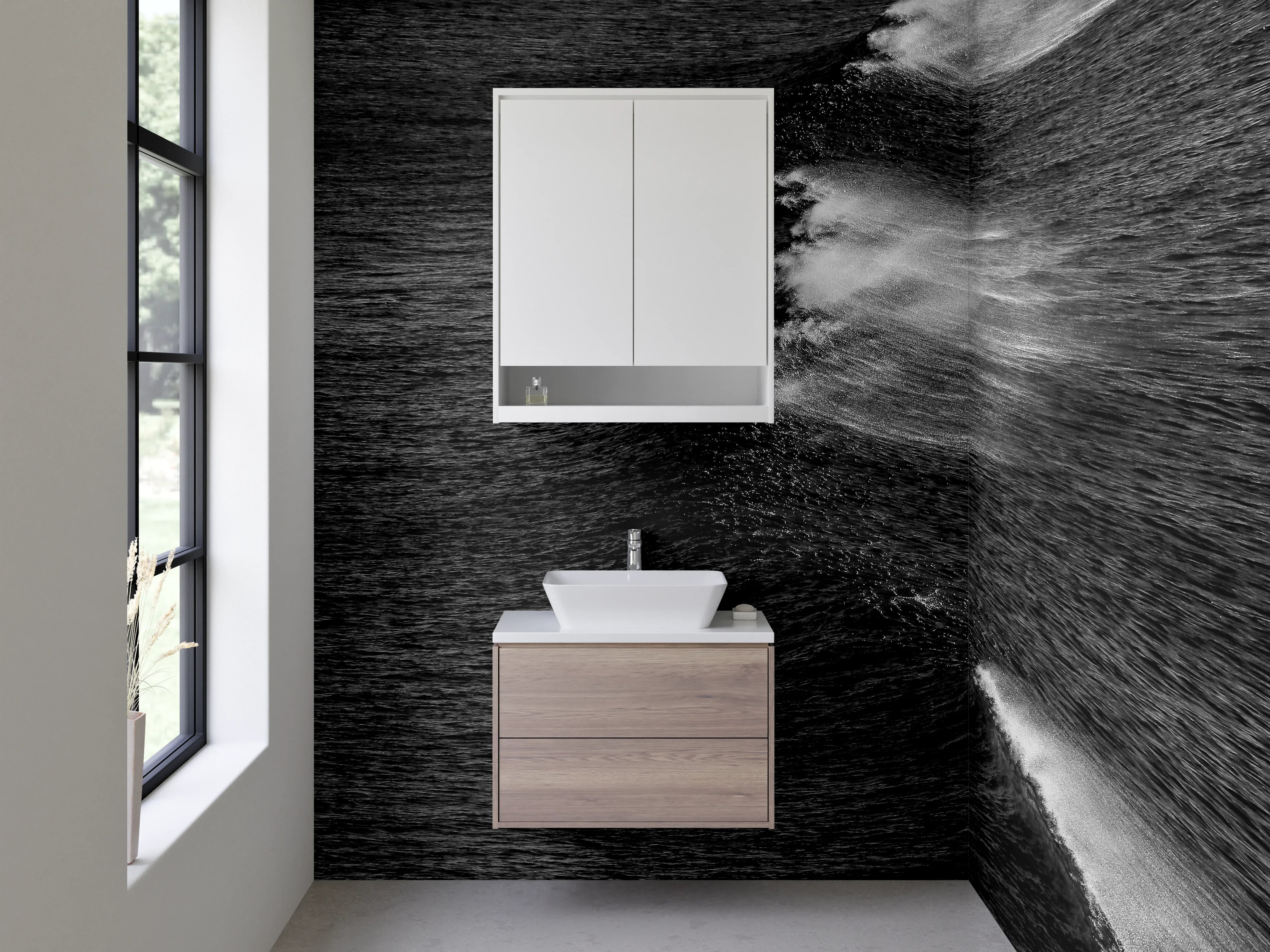 Waschbecken-Rückwand - Graue Waschrückwand für dein Zuhause