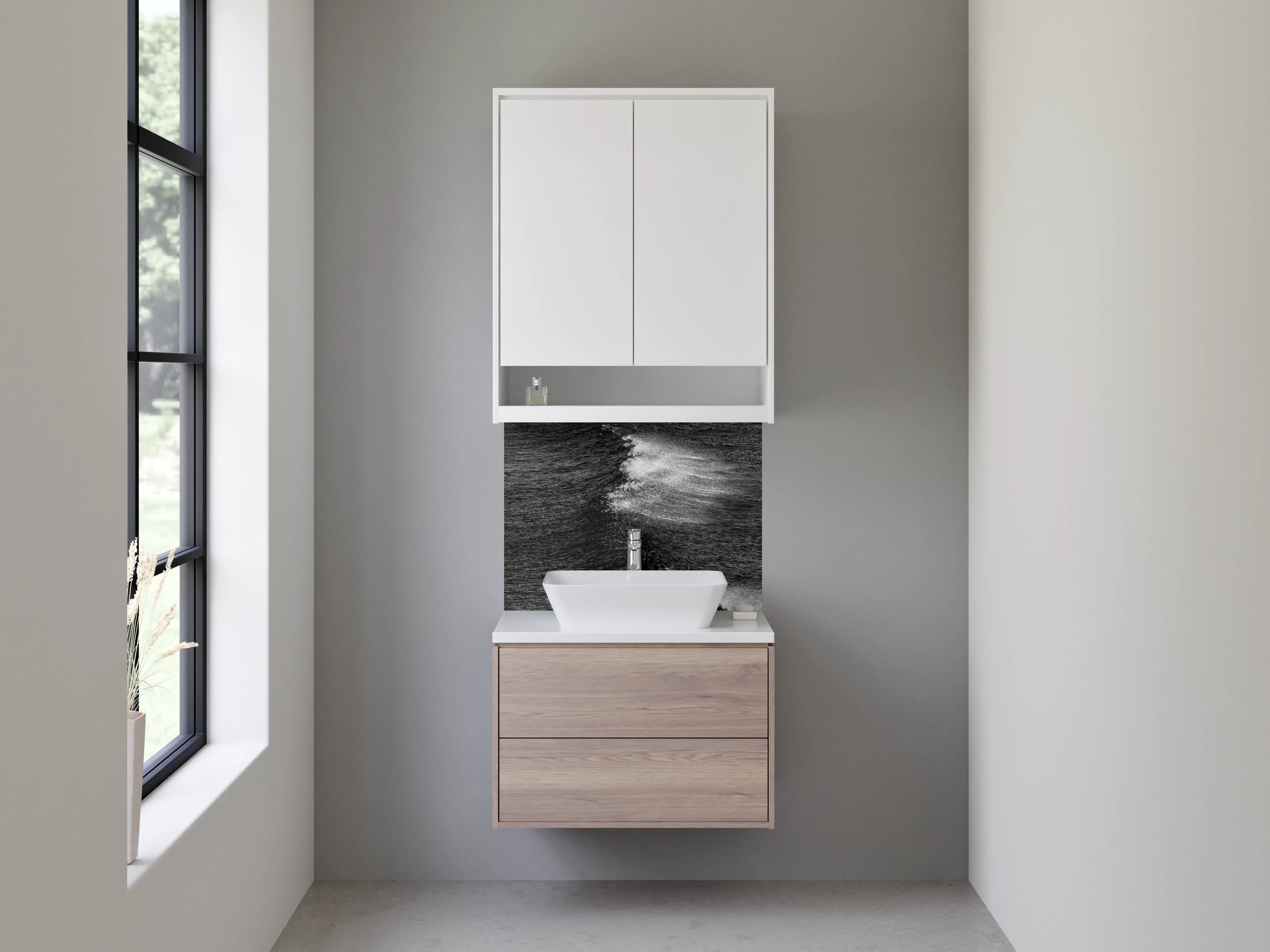 Waschbecken-Rückwand - Graue Waschrückwand für dein Zuhause