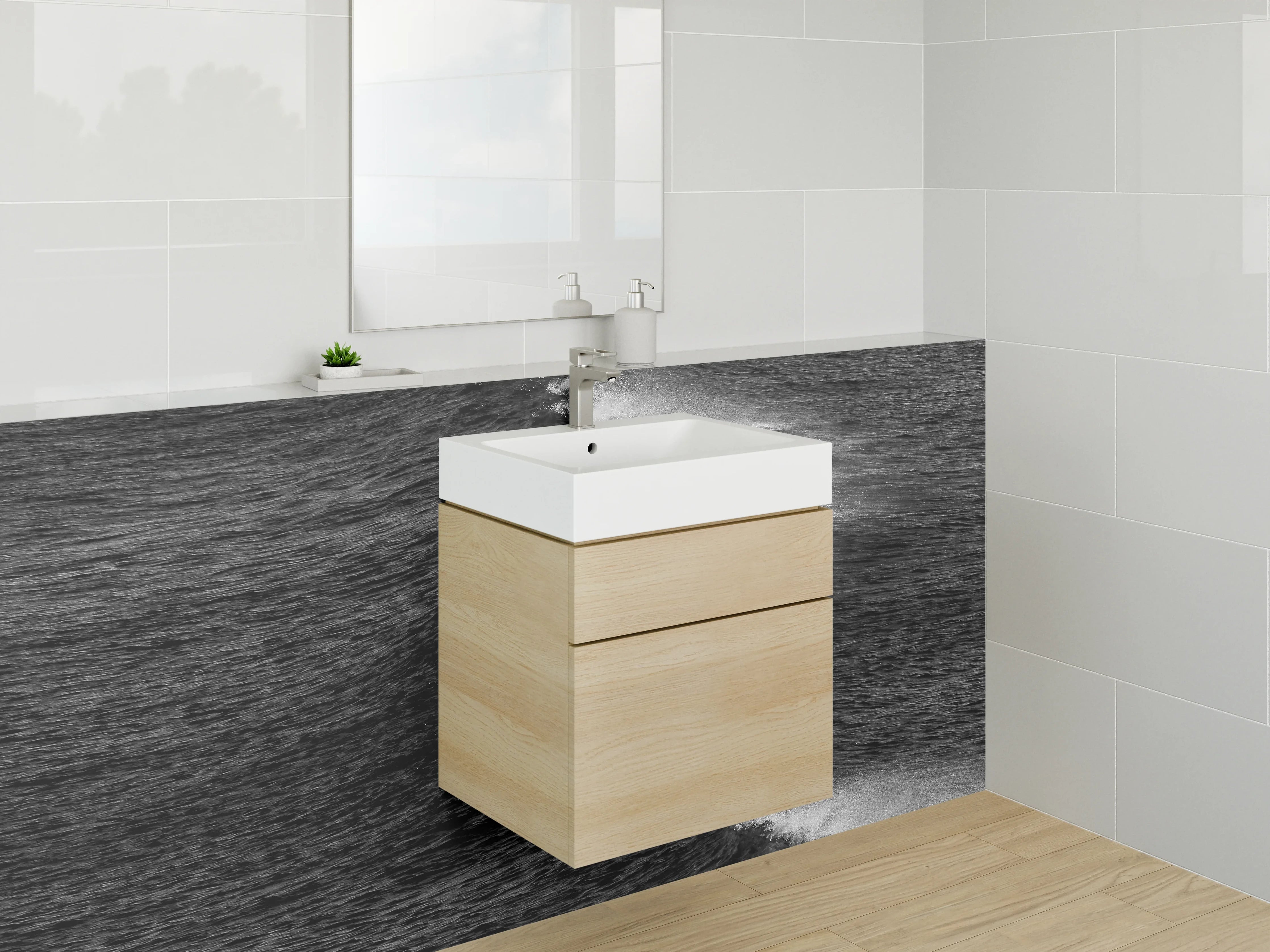Waschbecken-Rückwand - Graue Waschrückwand für dein Zuhause