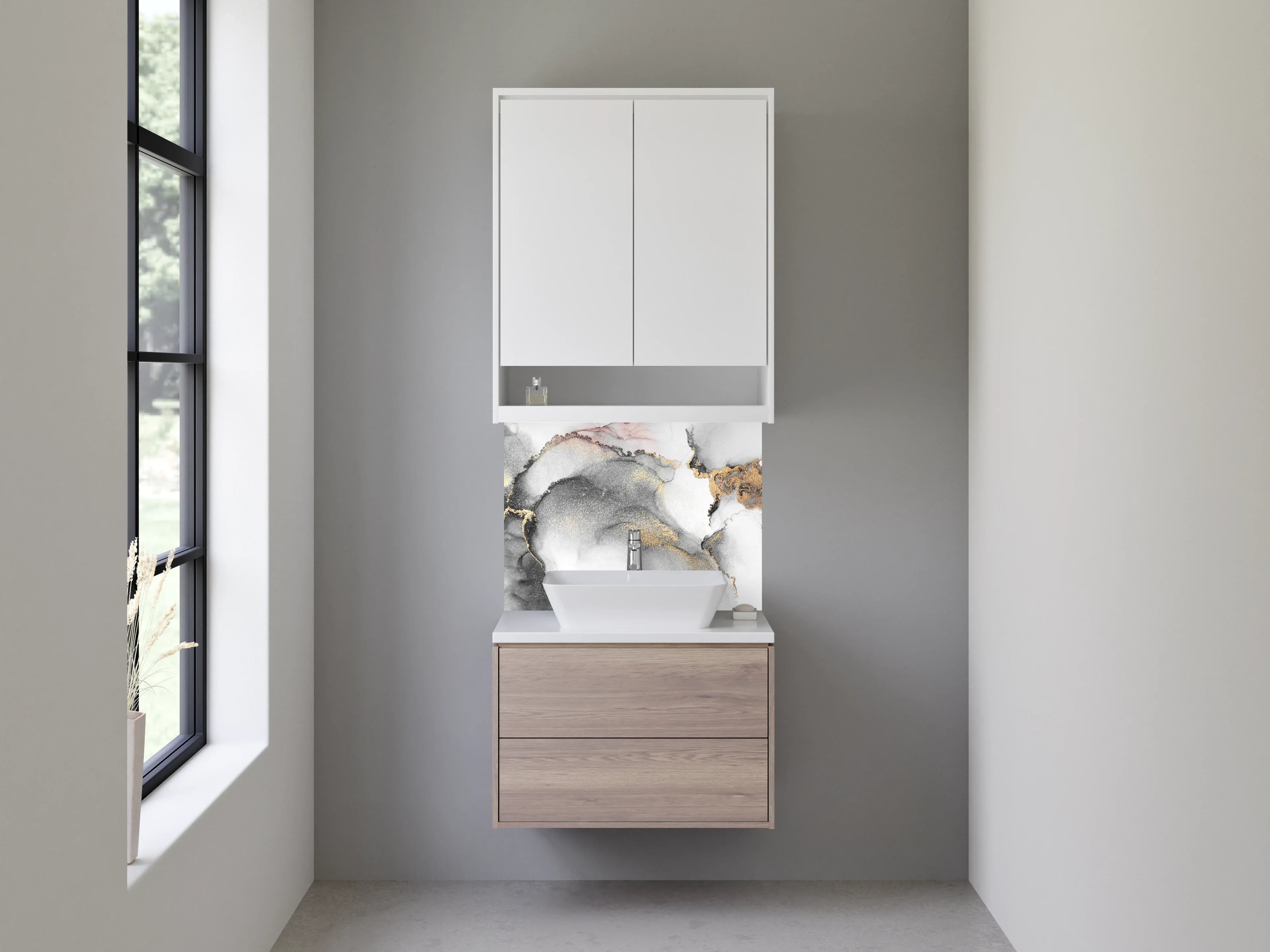 Waschbecken-Rückwand - Graue Wasserfarben-Textur