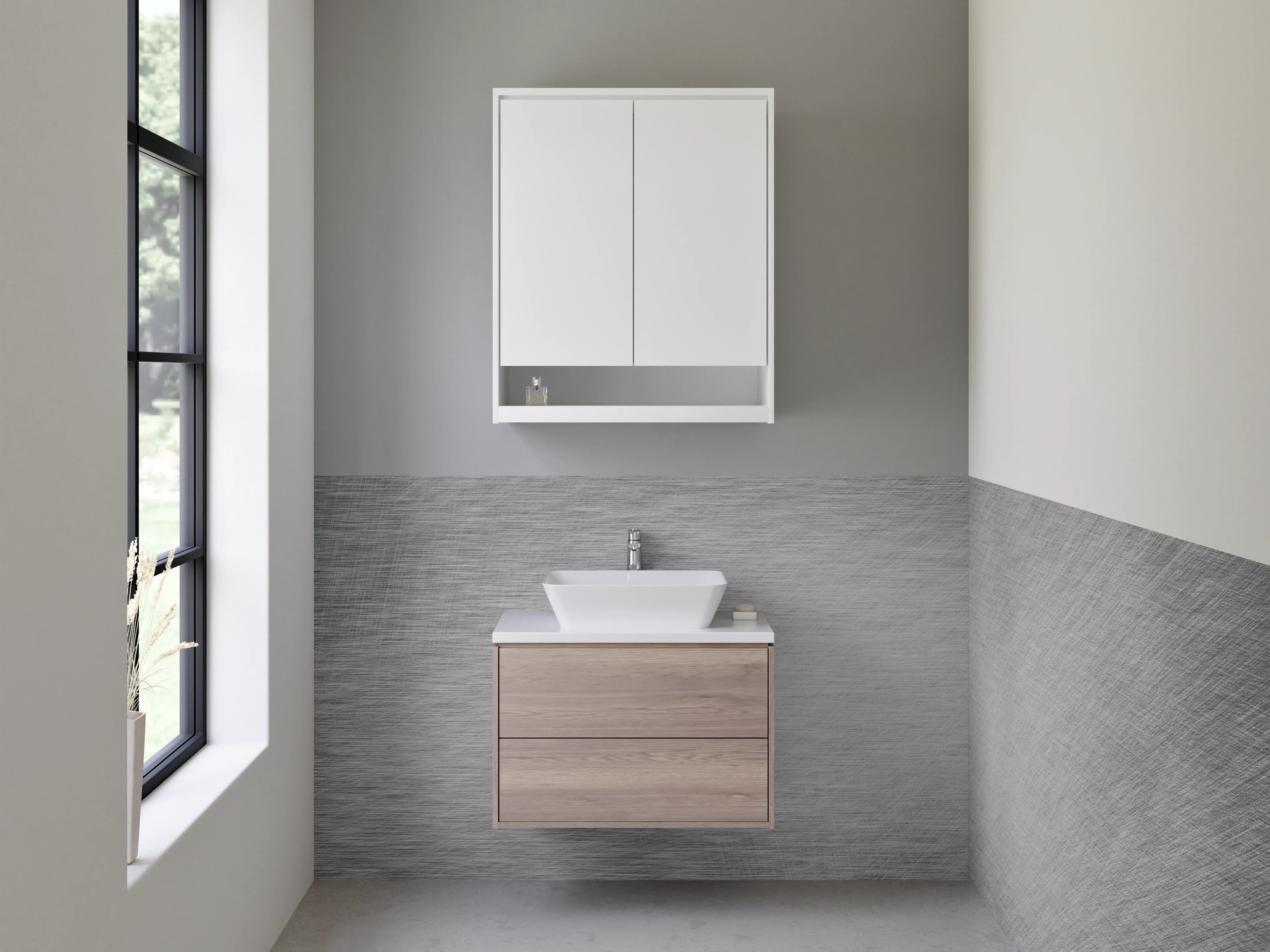 Waschbecken-Rückwand - Graue gebürstete Metalloptik