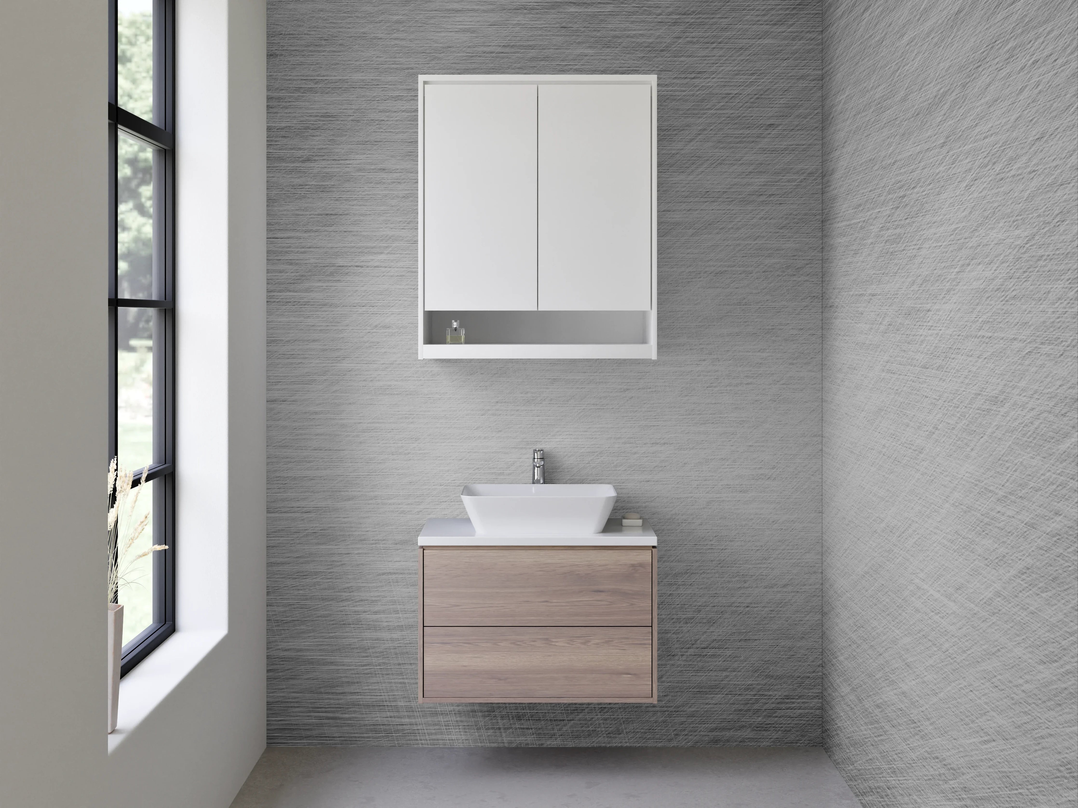 Waschbecken-Rückwand - Graue gebürstete Metalloptik