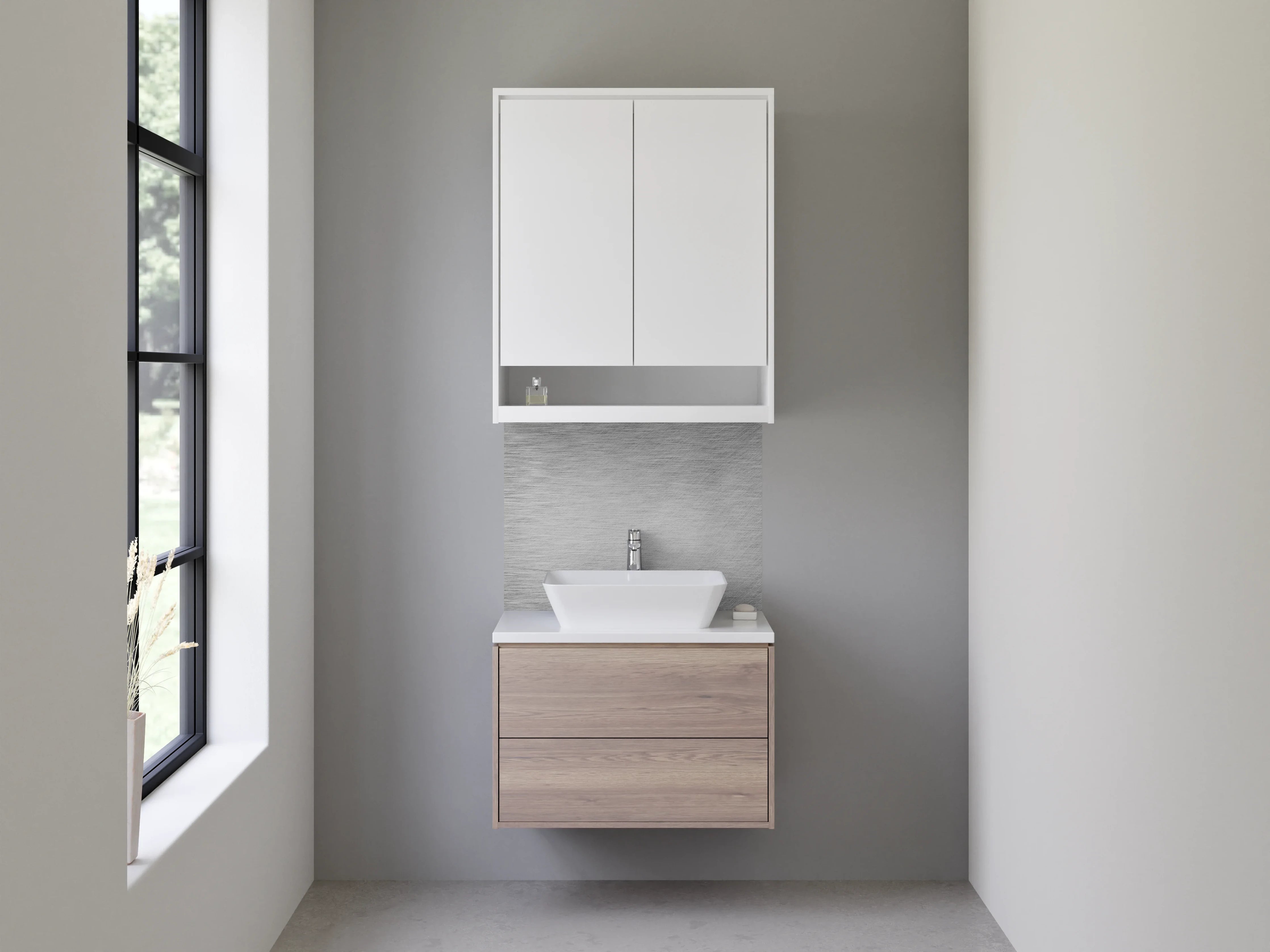 Waschbecken-Rückwand - Graue gebürstete Metalloptik