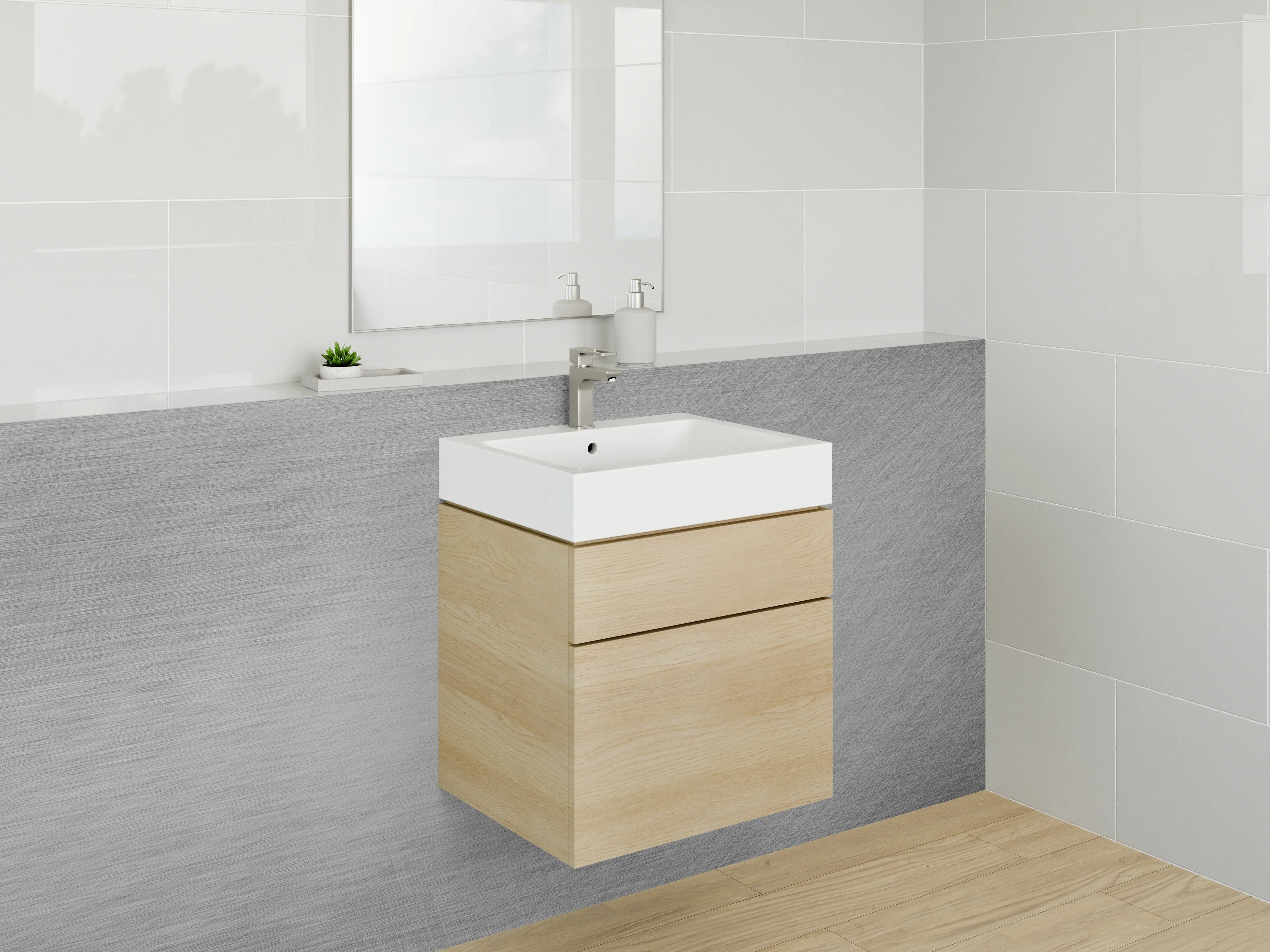 Waschbecken-Rückwand - Graue gebürstete Metalloptik