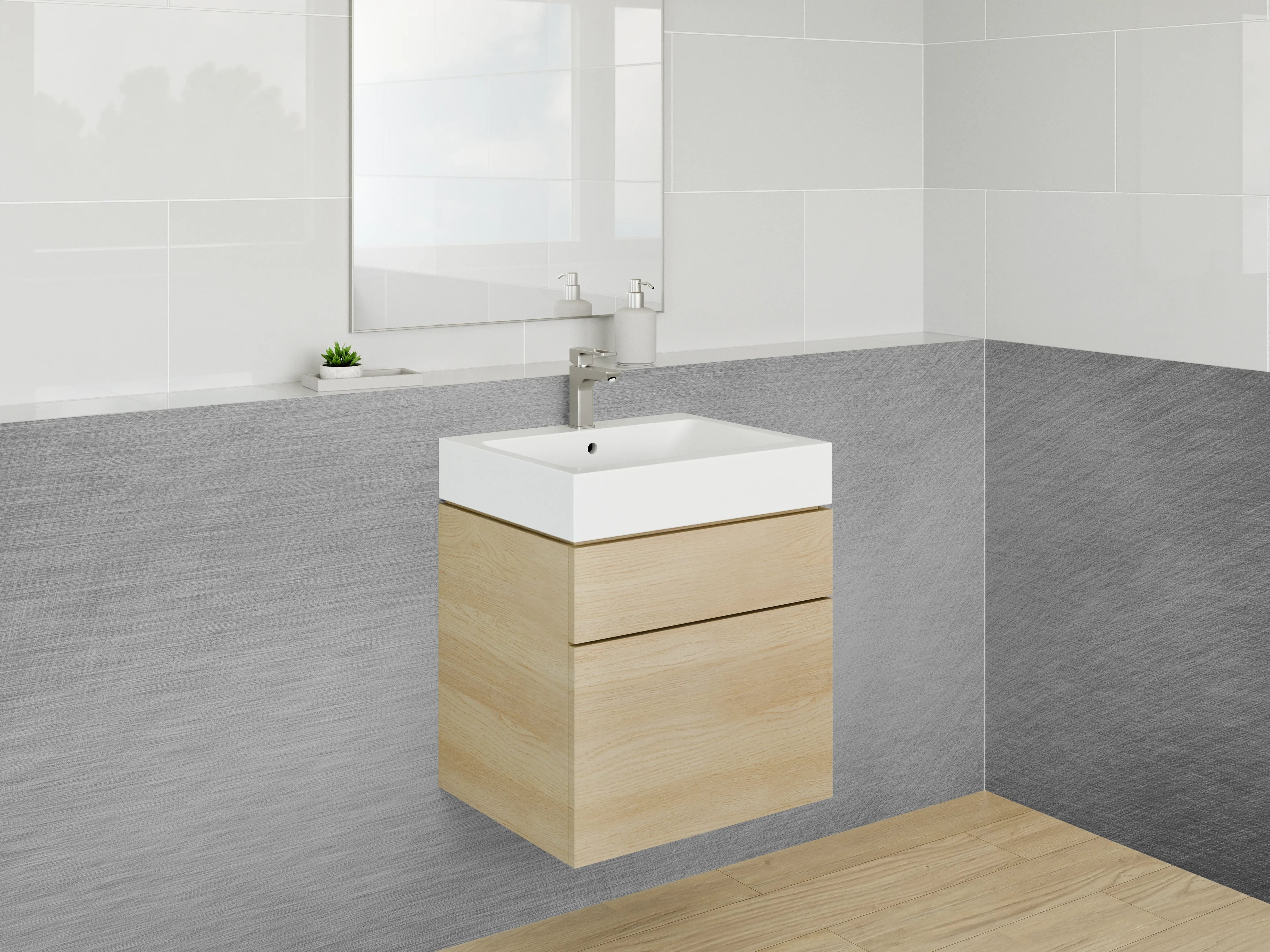 Waschbecken-Rückwand - Graue gebürstete Metalloptik