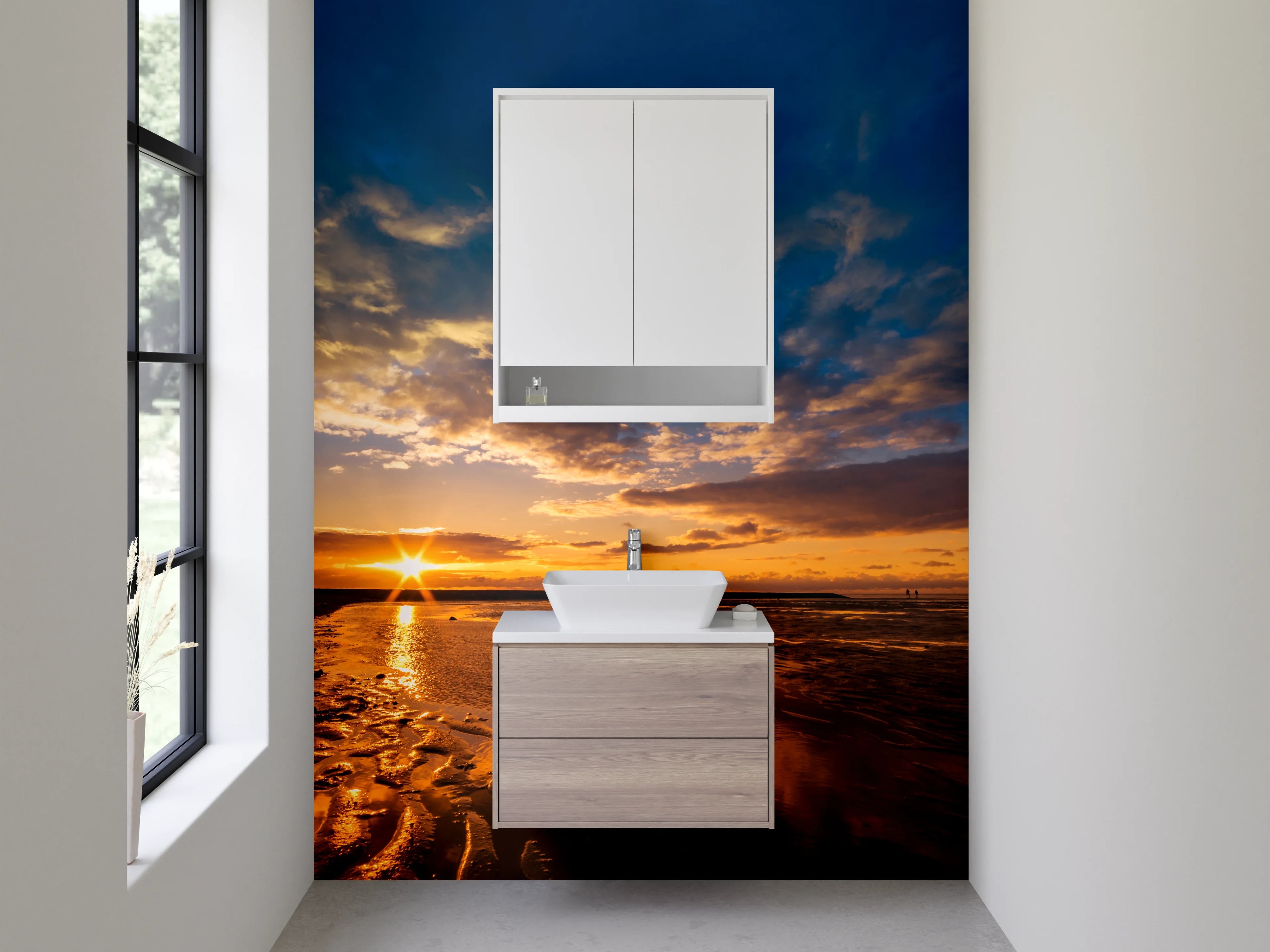 Waschbecken-Rückwand - Grauer Horizont bei Abendlicht