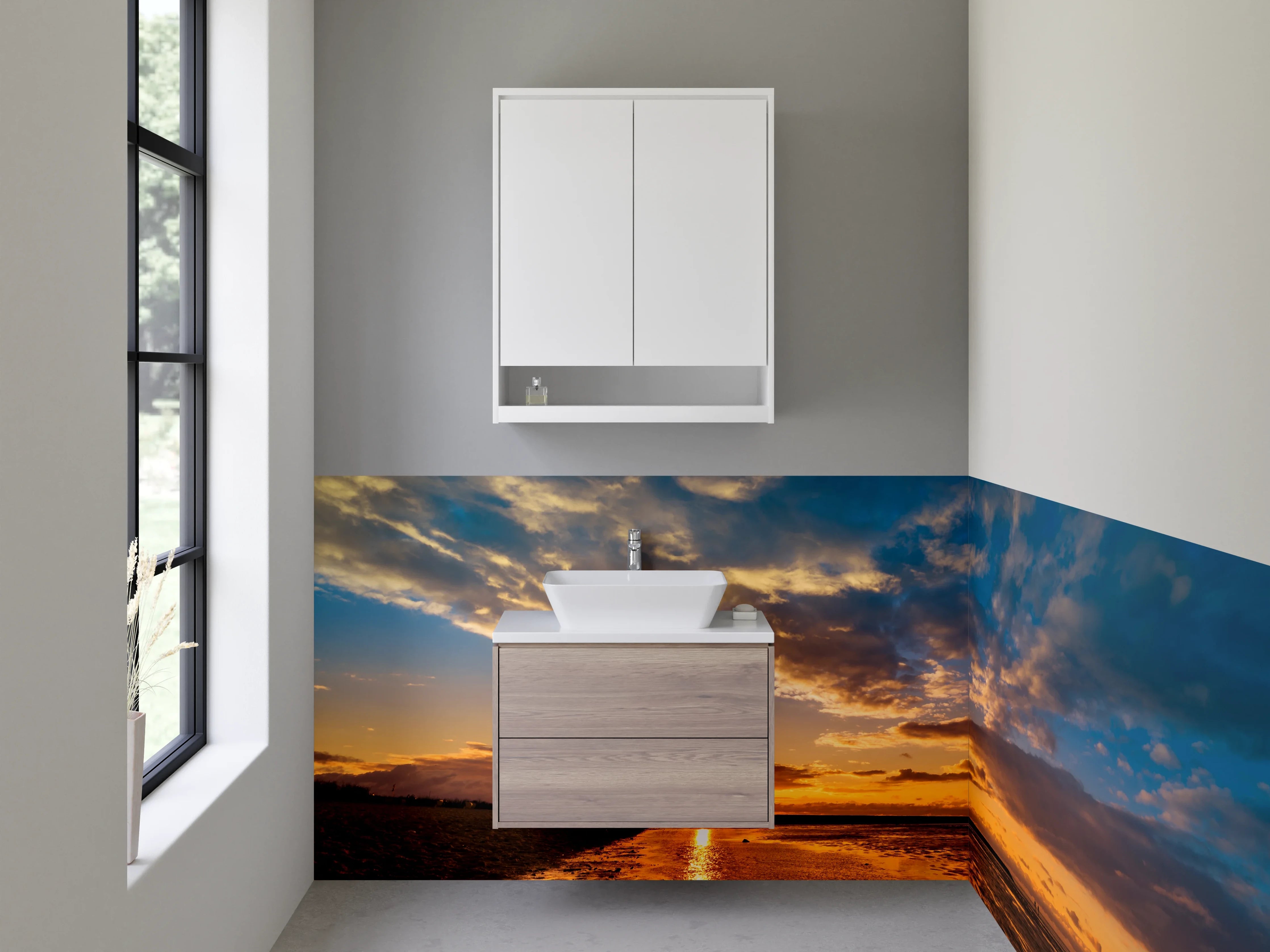 Waschbecken-Rückwand - Grauer Horizont bei Abendlicht