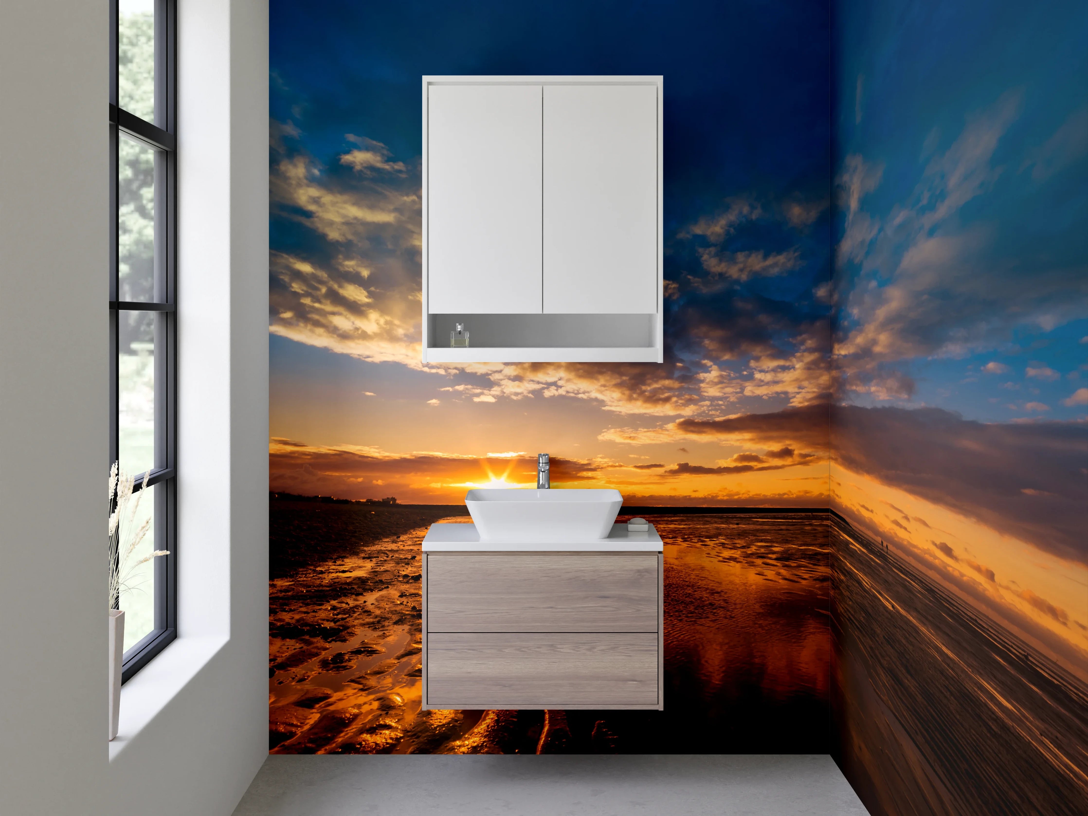 Waschbecken-Rückwand - Grauer Horizont bei Abendlicht