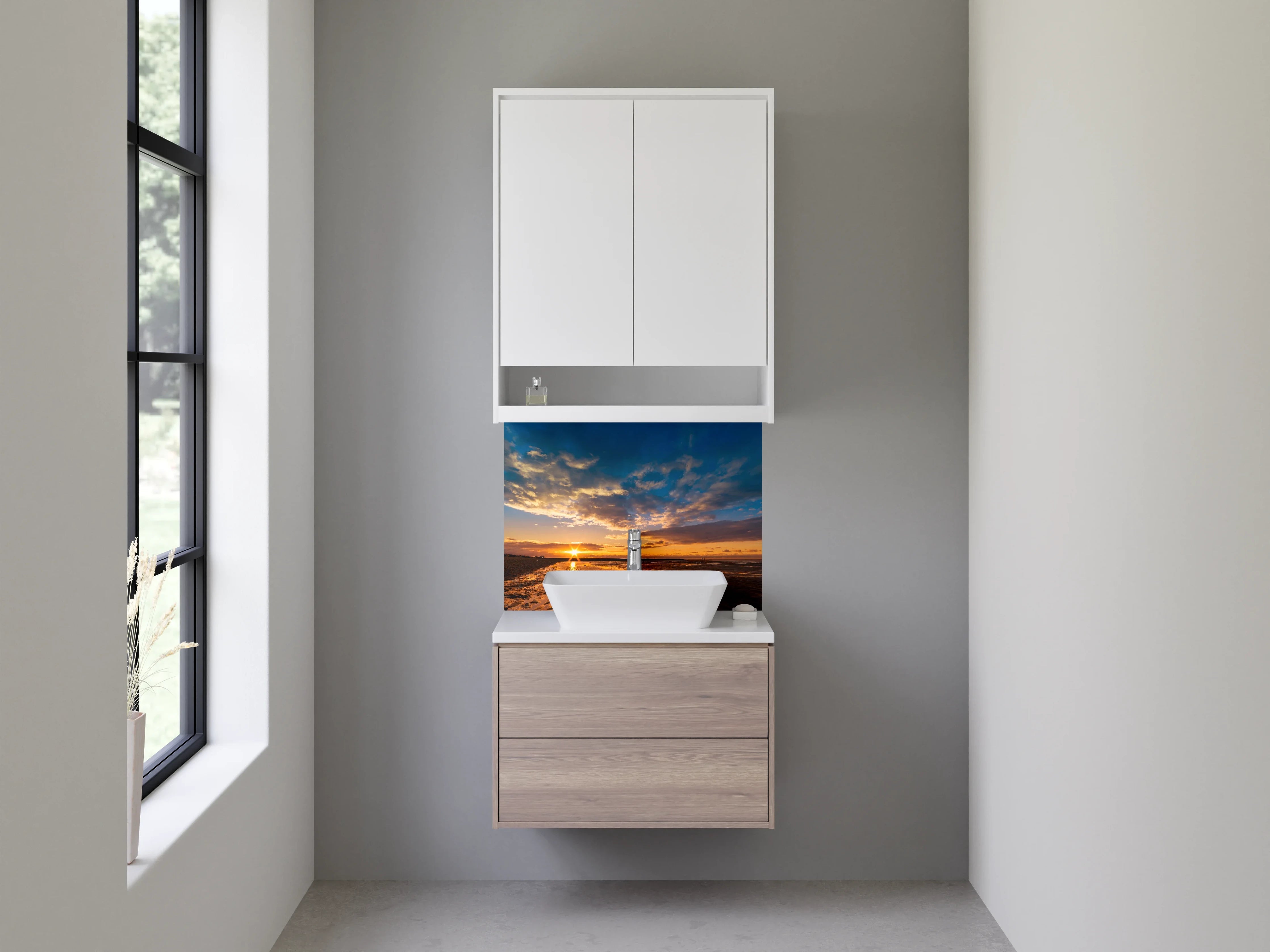 Waschbecken-Rückwand - Grauer Horizont bei Abendlicht