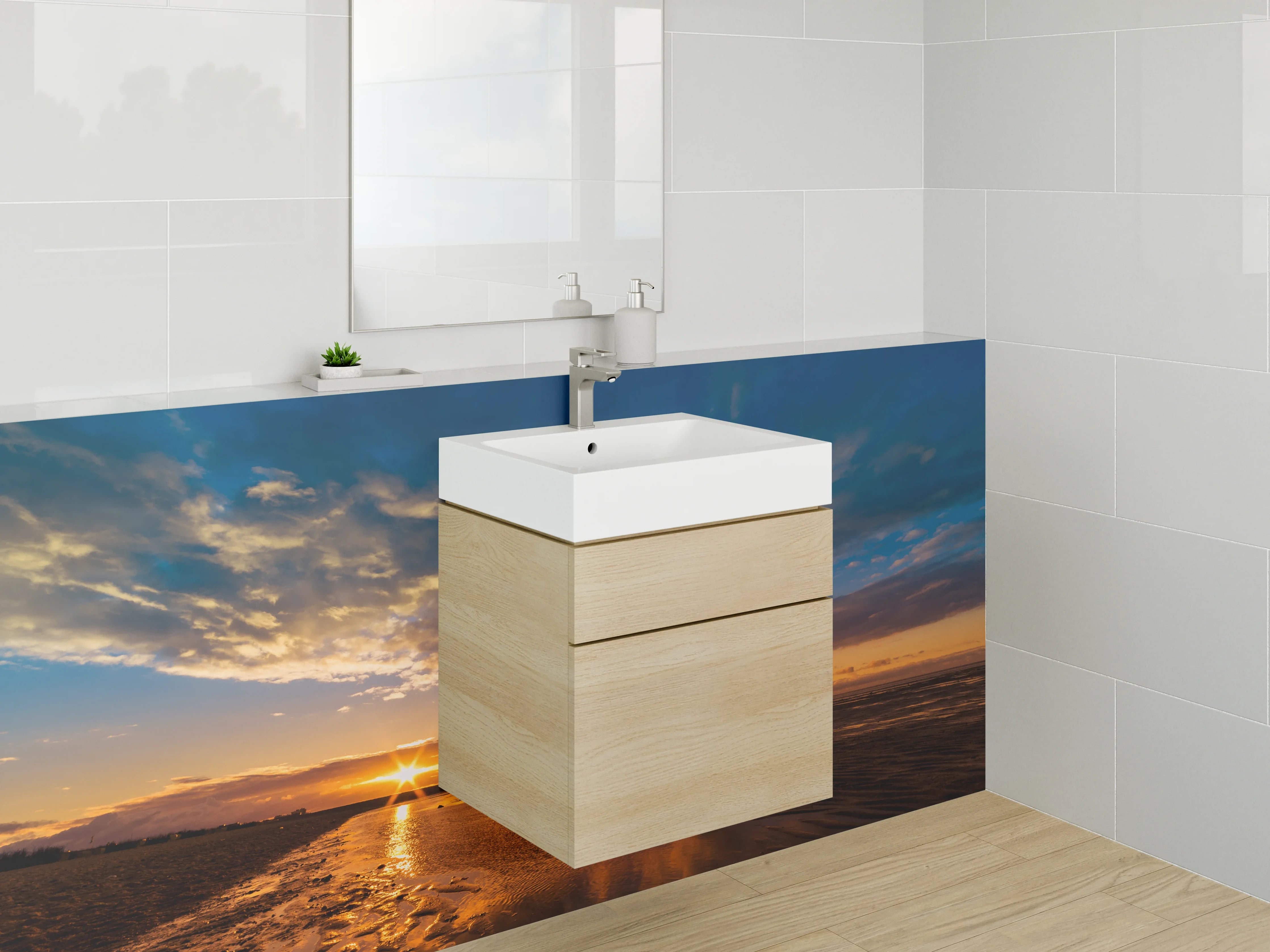 Waschbecken-Rückwand - Grauer Horizont bei Abendlicht