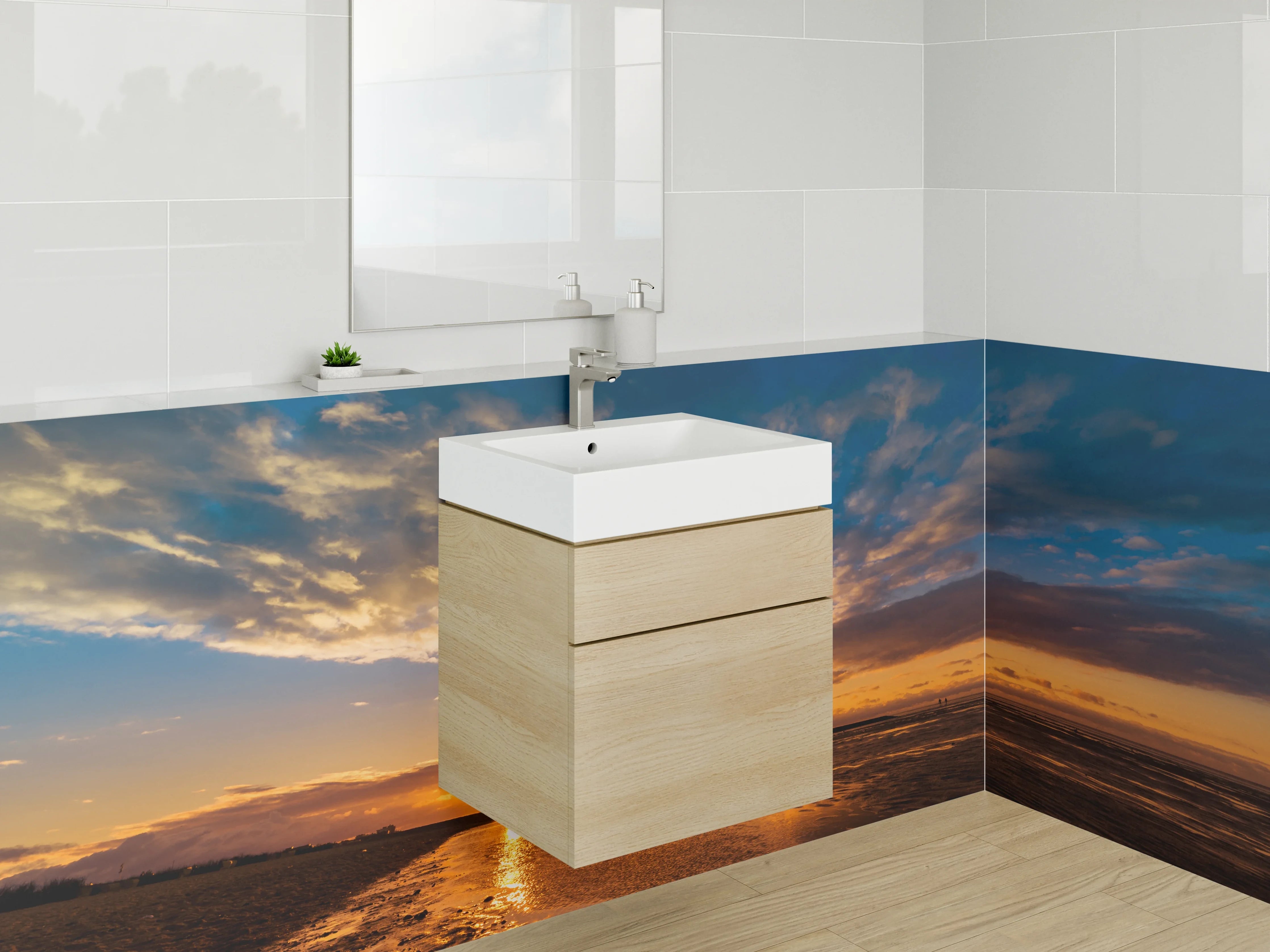 Waschbecken-Rückwand - Grauer Horizont bei Abendlicht