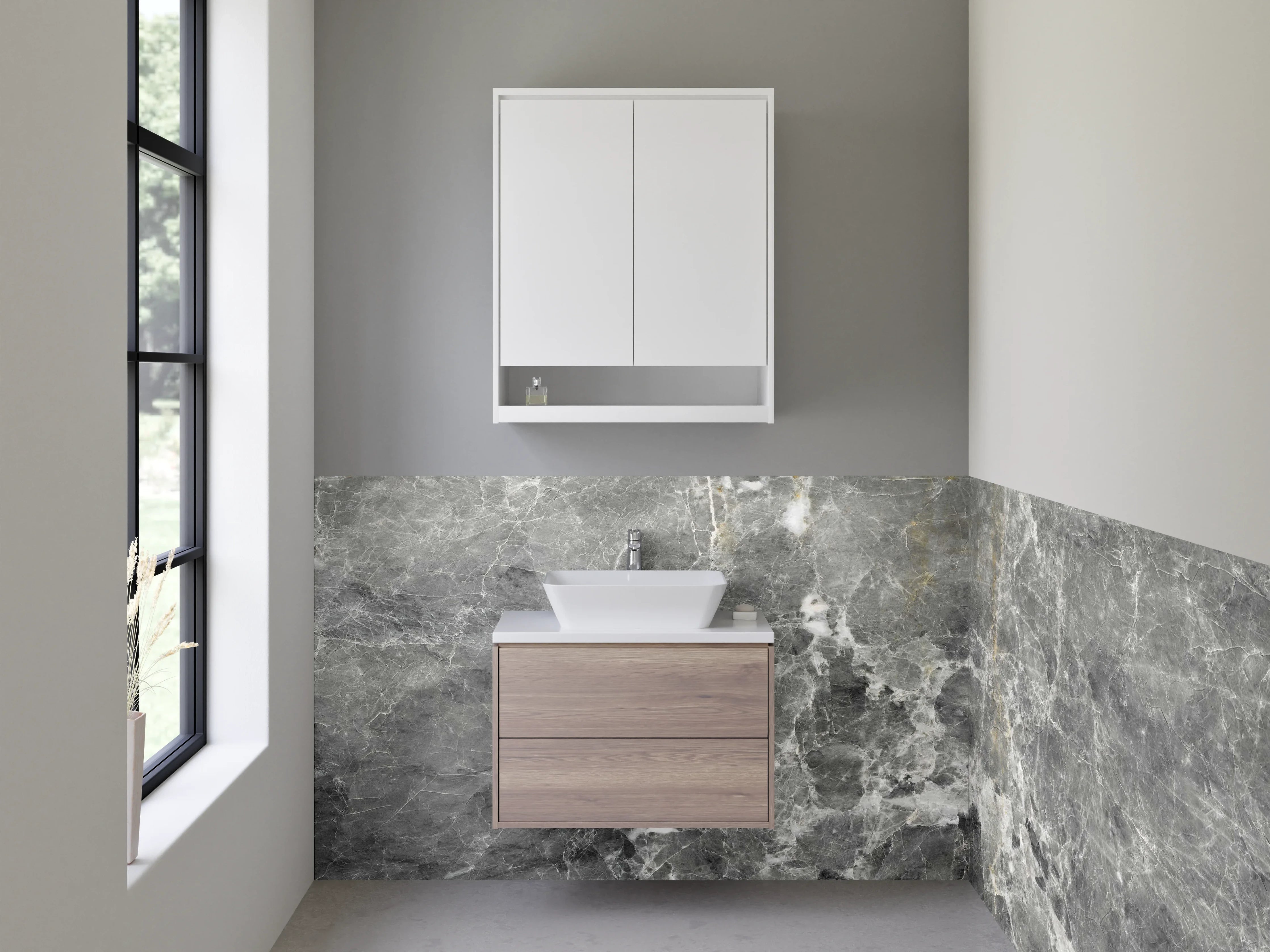 Waschbecken-Rückwand - Grauer Marmor-Look für Bad & Küche