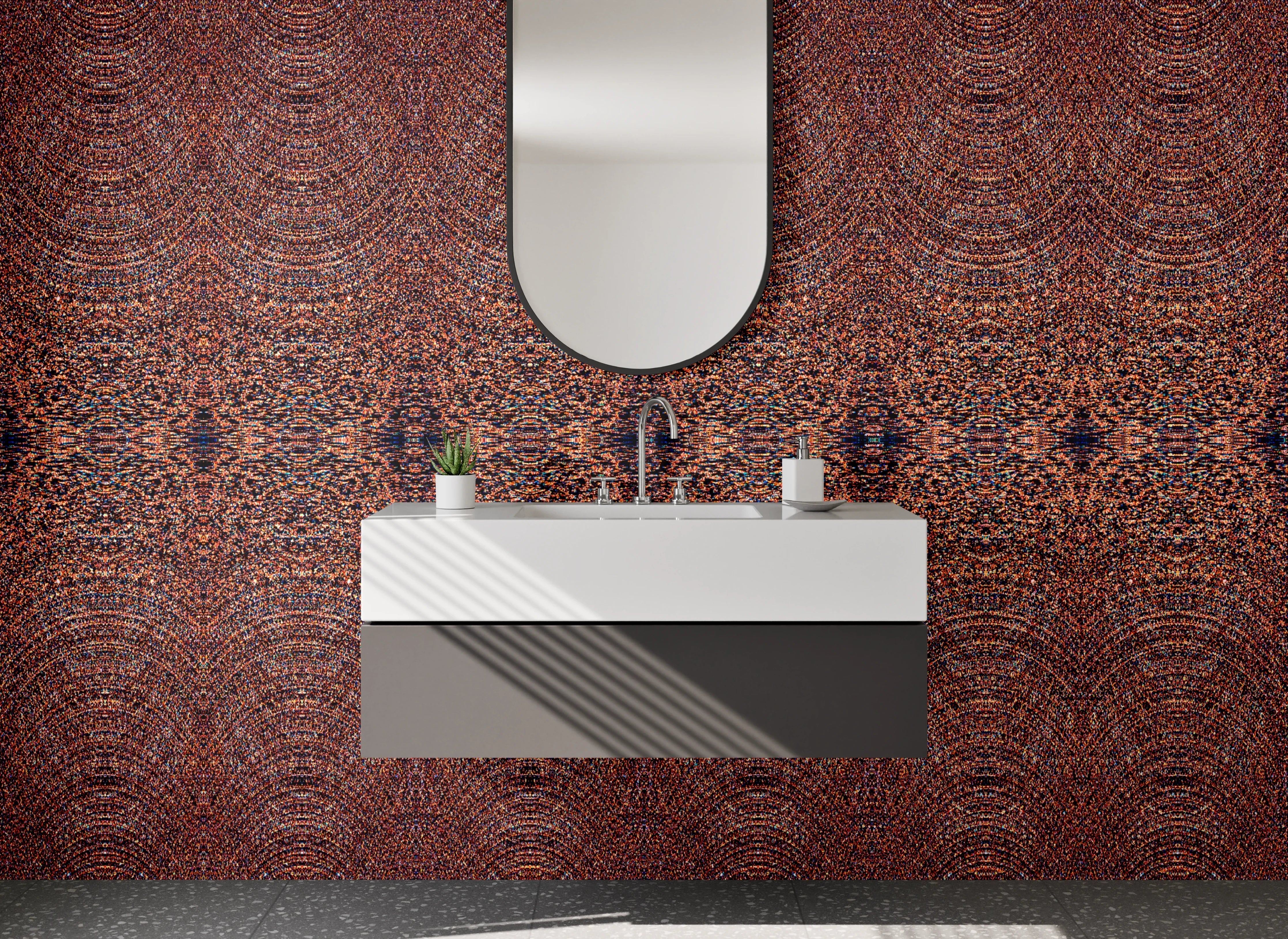 Waschbecken-Rückwand - Graues Mandala Ornament auf Weiß