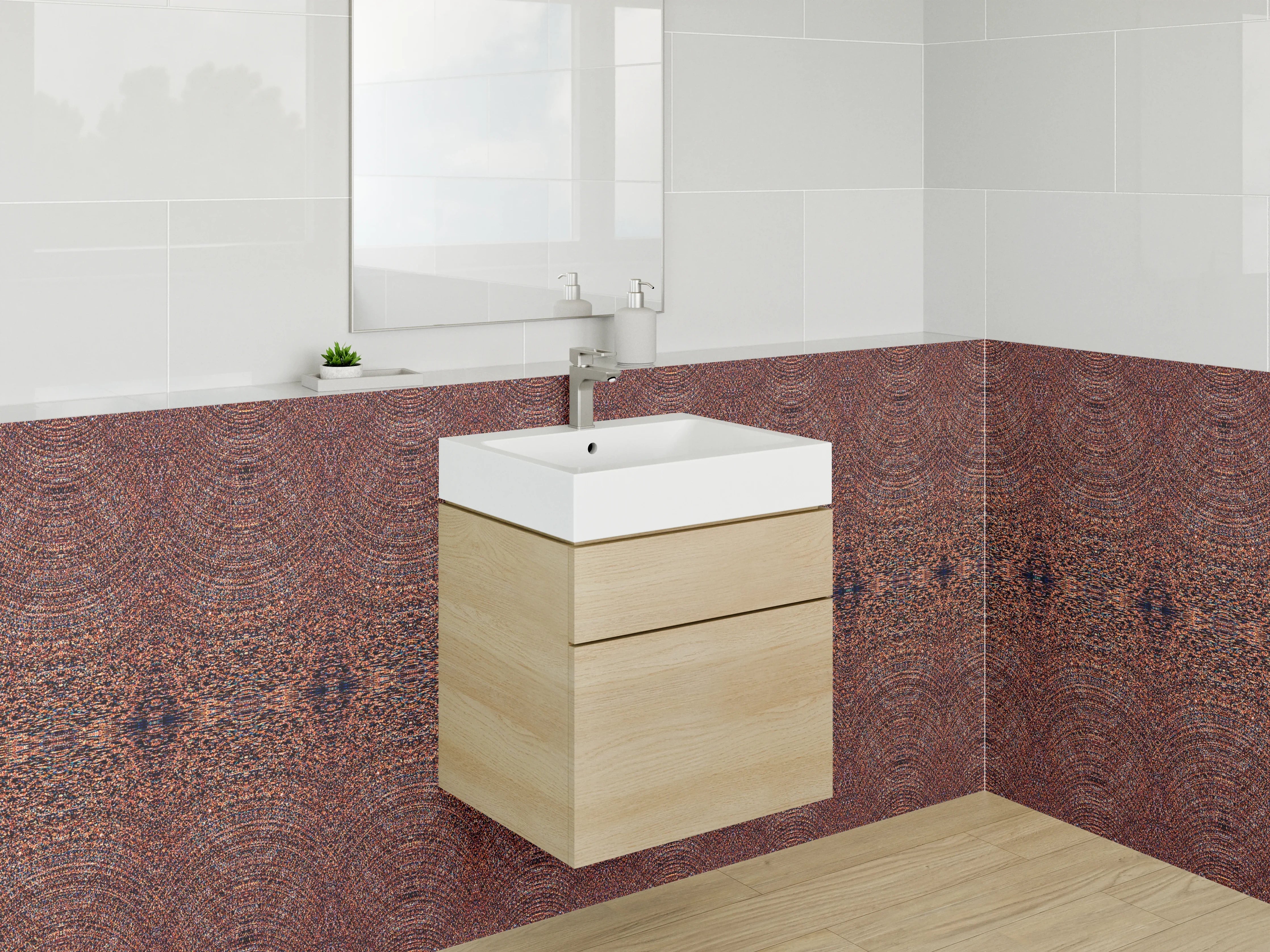 Waschbecken-Rückwand - Graues Mandala Ornament auf Weiß