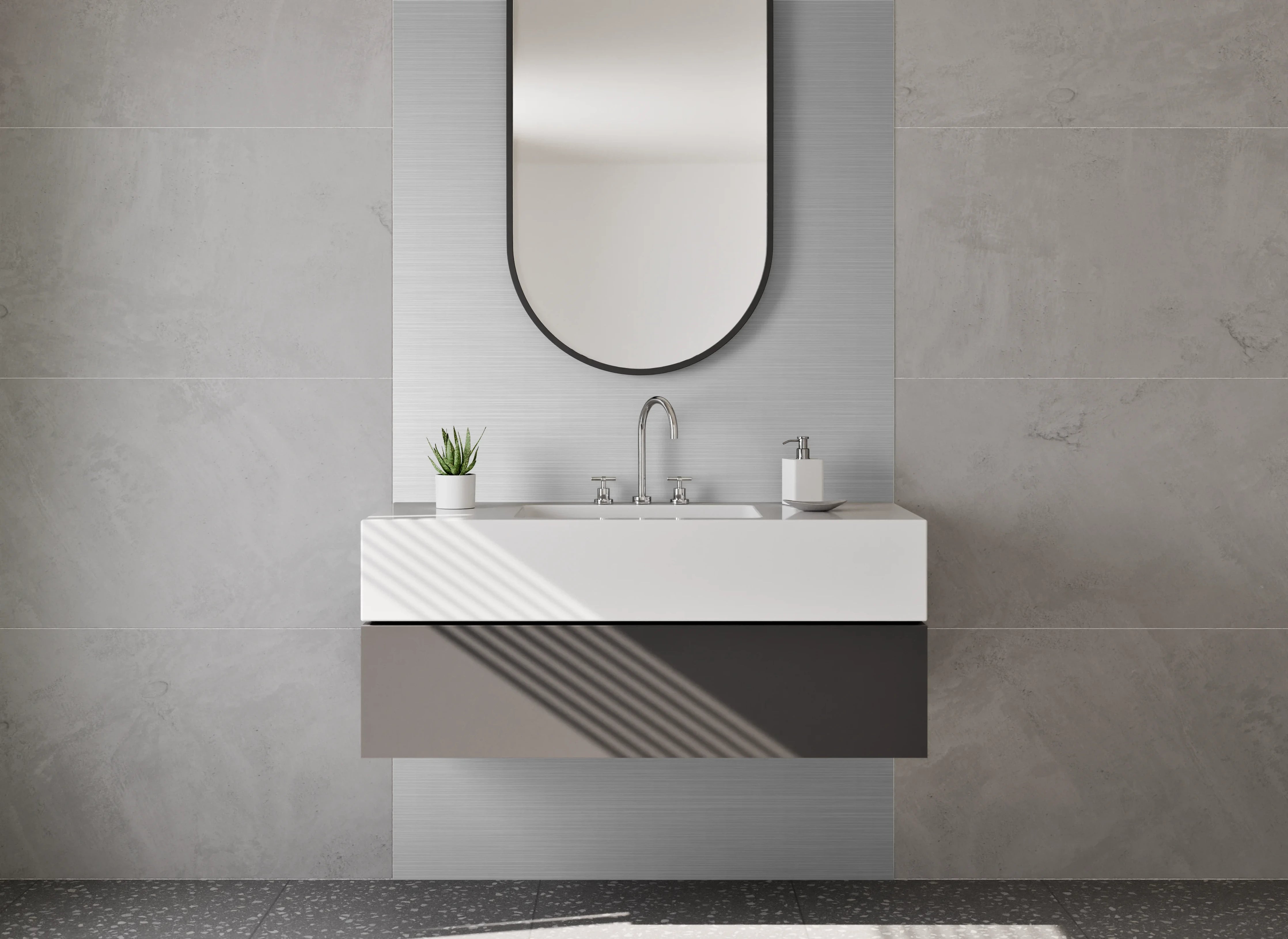 Waschbecken-Rückwand - Graues Metallic-Muster