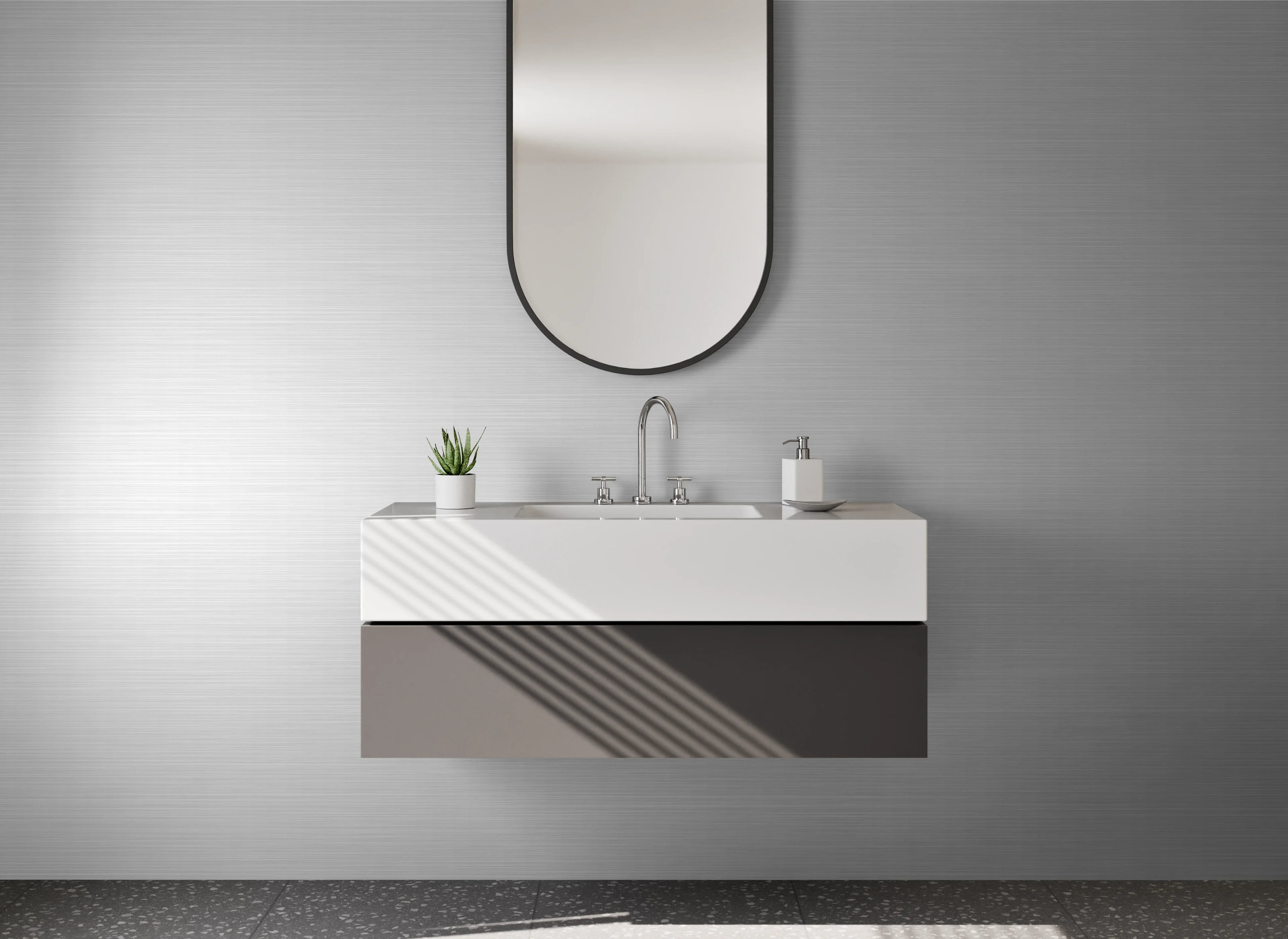 Waschbecken-Rückwand - Graues Metallic-Muster