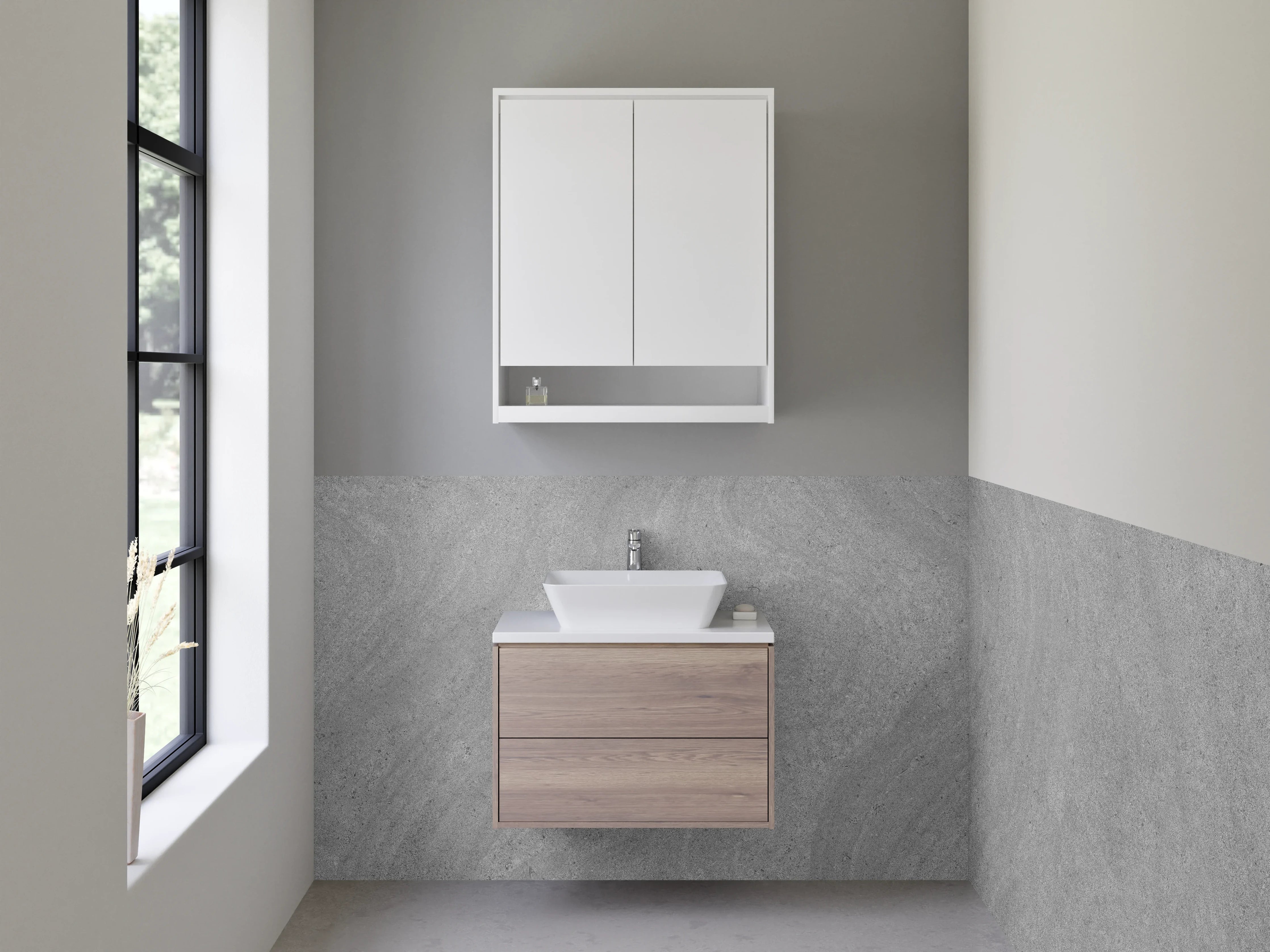 Waschbecken-Rückwand - Graues Steinmuster für moderne Räume